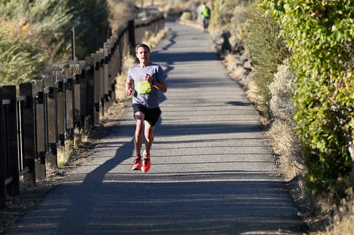 A runner on the Boise River Greenbelt during Idaho Running Day