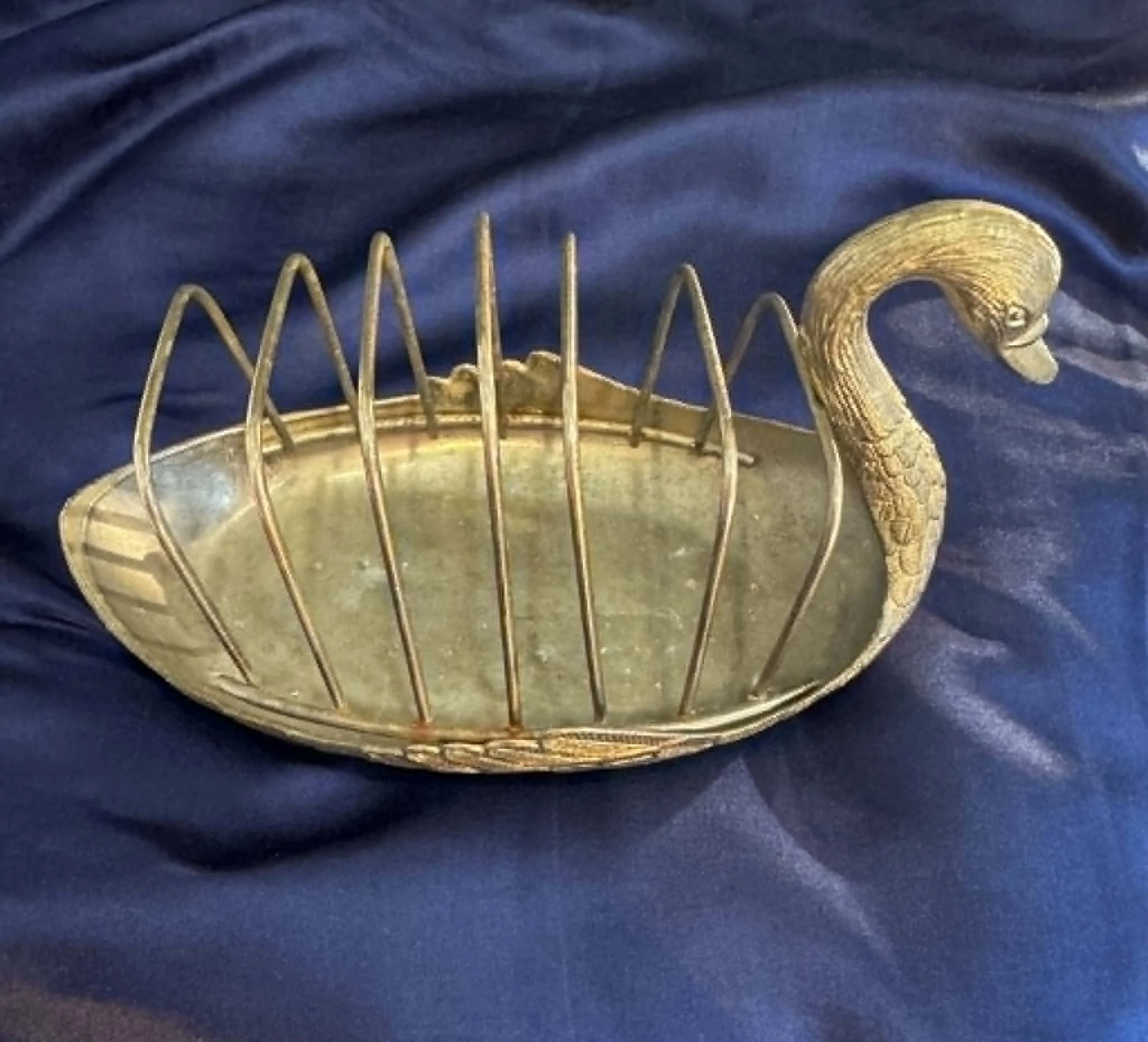 Vintage Silver-Tone Swan 6-Slice Toast Rack/Trinket Dish