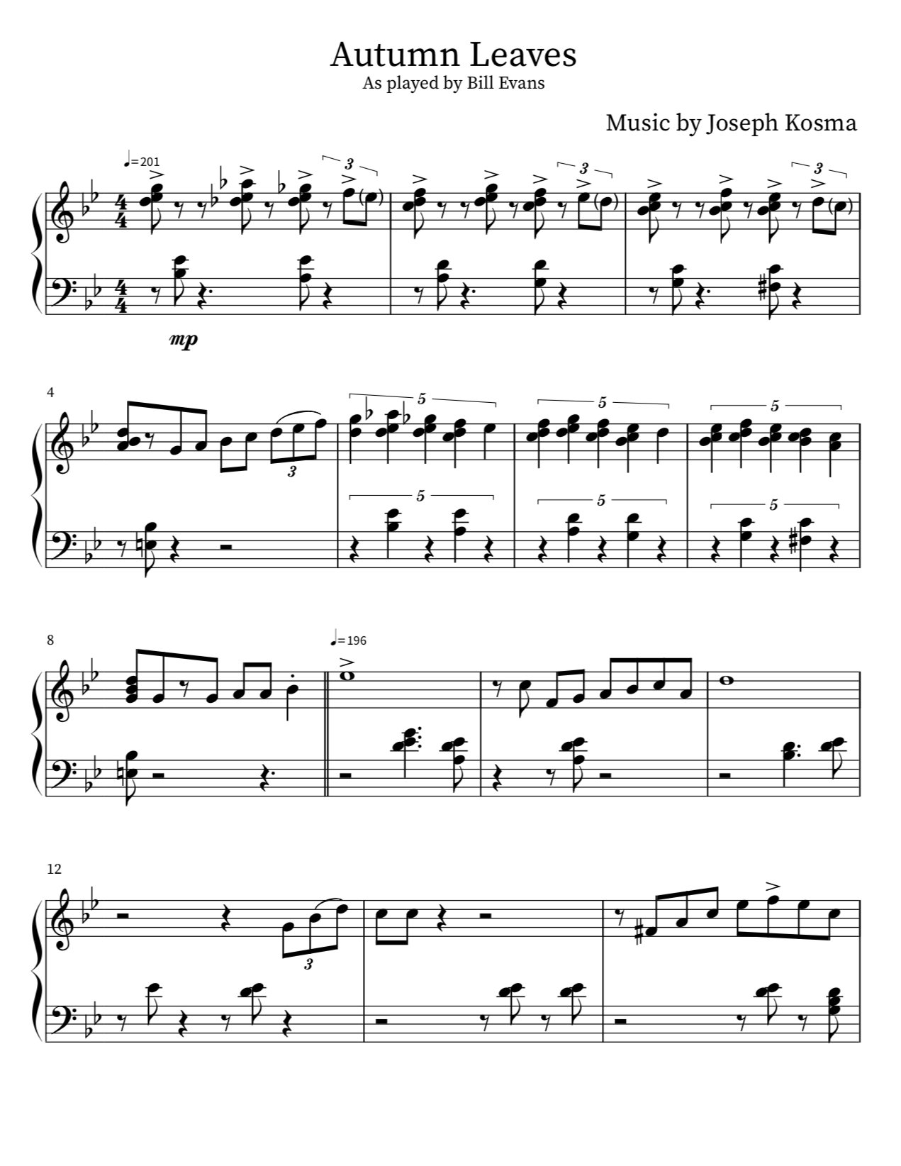 Autumn Leaves (Bill Evans)