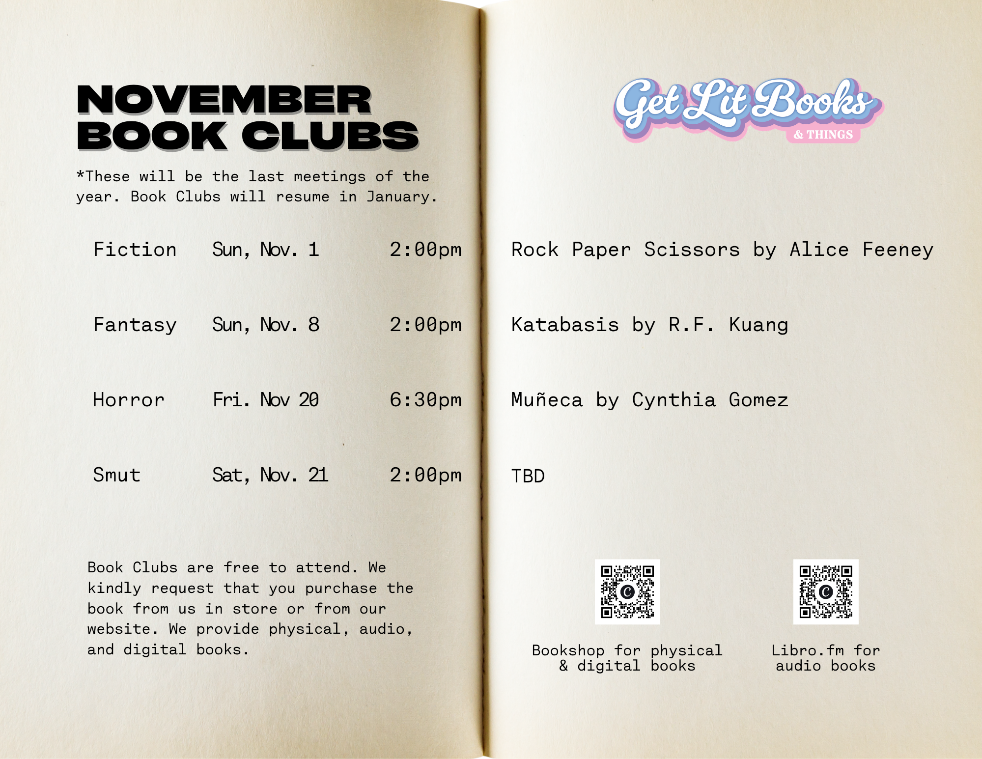 November Book Clubs 