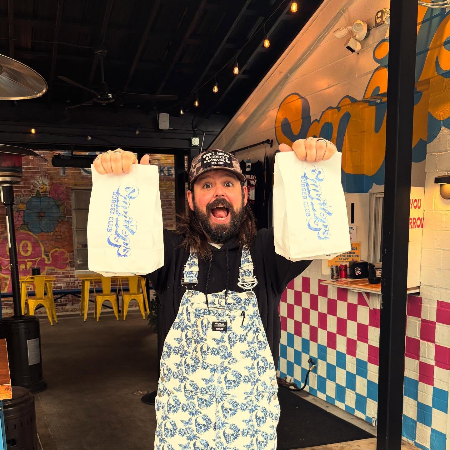 CATERING? SURE! BAGS OF BURGERS. BAGS OF FRIED THINGS. FEED THE CREW! LARGE ORDERS ALWAYS WELCOMED! LOOK HOW HAPPY WE ARE!!!