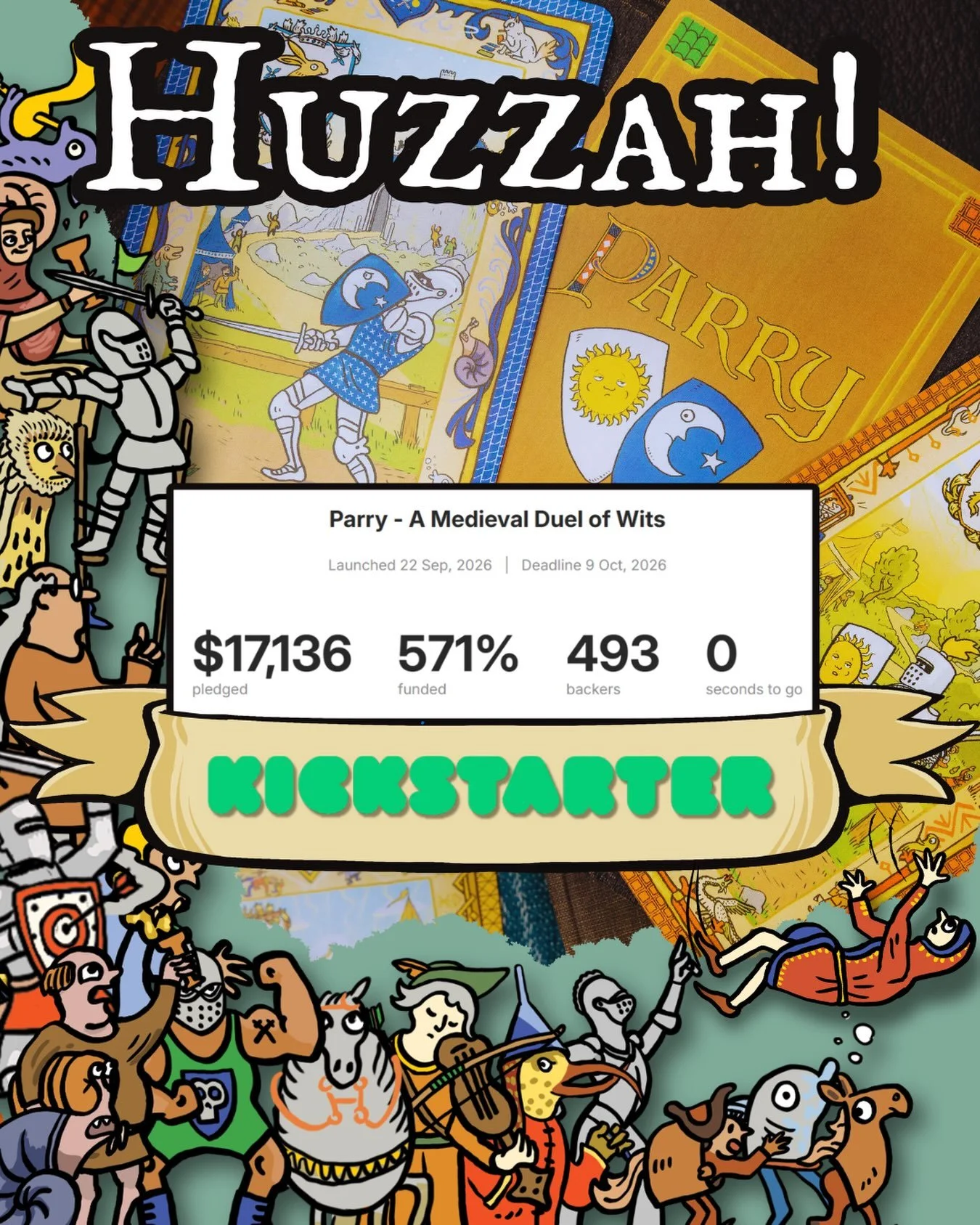 That&rsquo;s a wrap on Parry&rsquo;s Kickstarter! HUGE thanks to everyone that joined in, and supported us along the way. Stay tuned for what&rsquo;s next as we work to bring Parry to your table!

#boardgames #kickstarter #funded