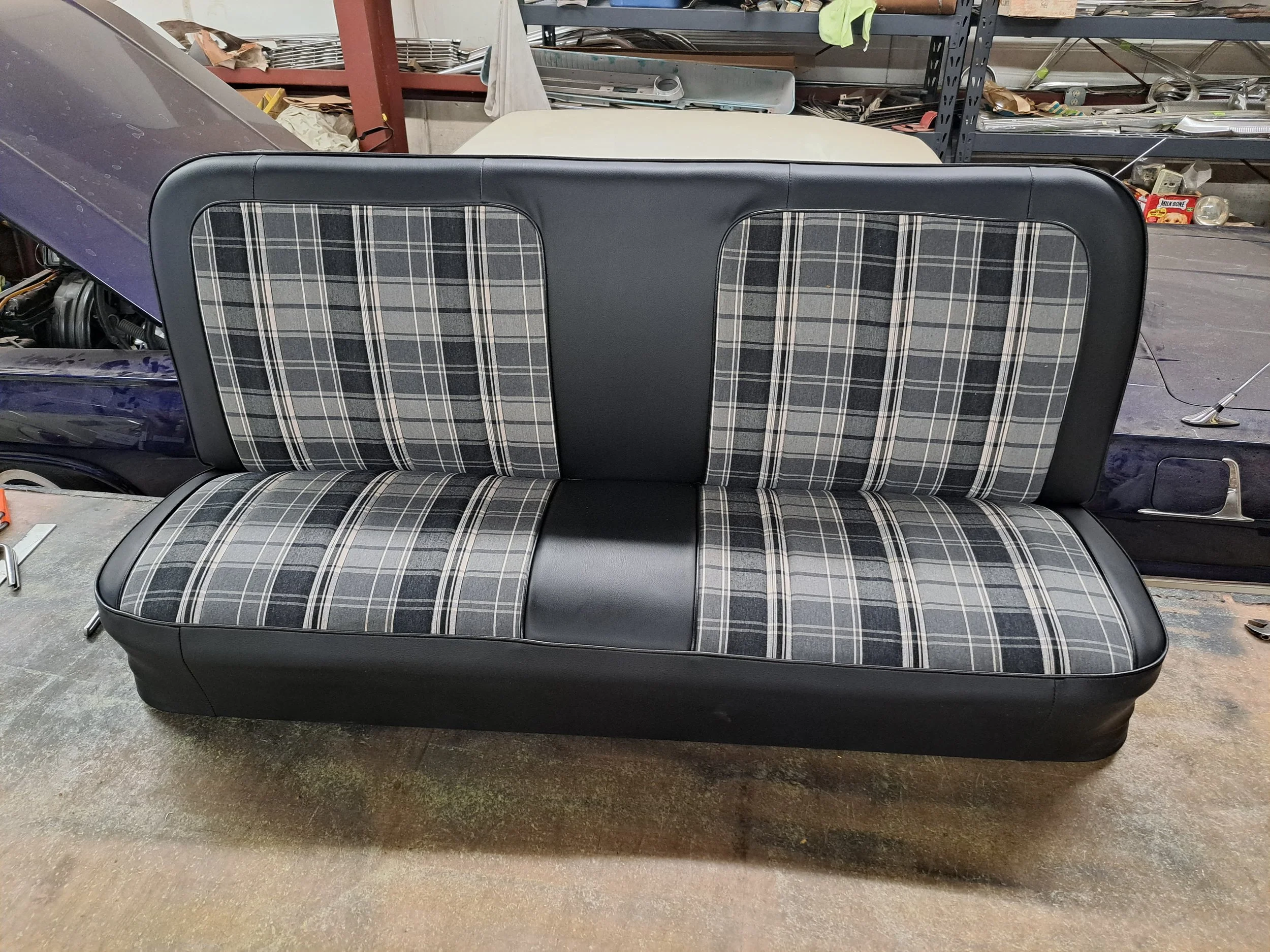 upholstery repair service on bench