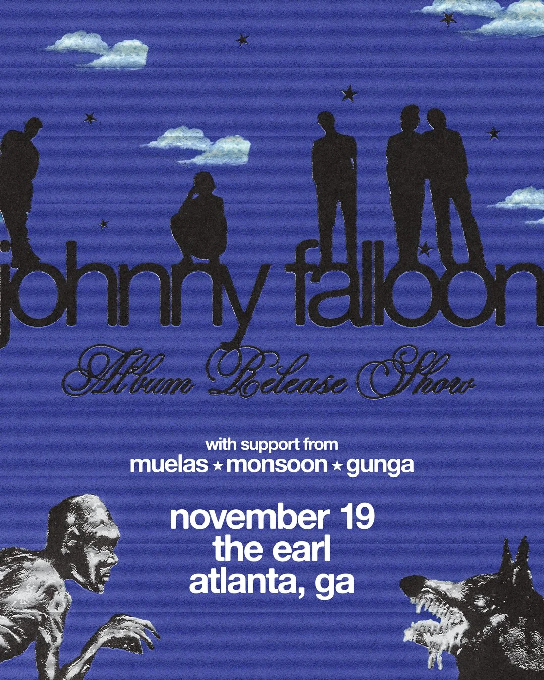 Johnny Falloon (album release show), Muelas, Monsoon, Gunga