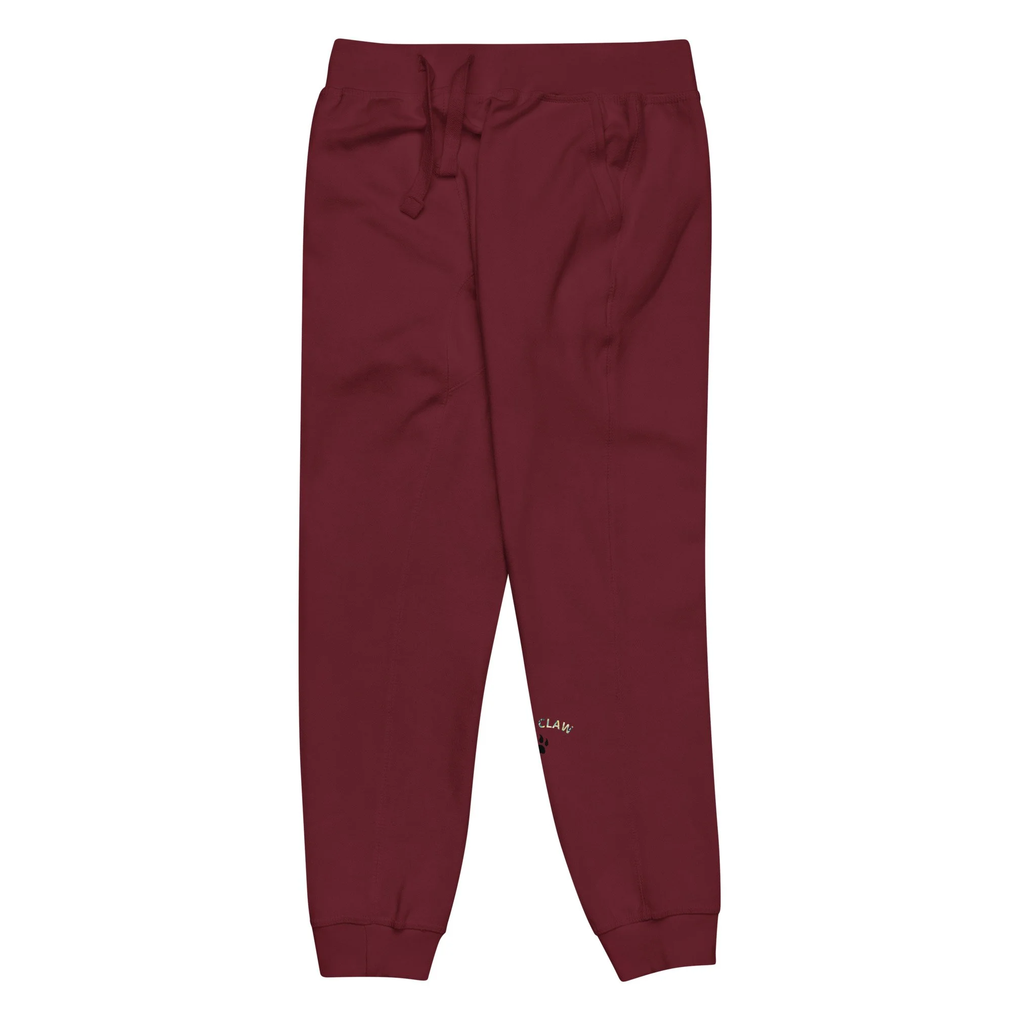 unisex-fleece-sweatpants-maroon-front-left-6664bfff6cc7d.jpg