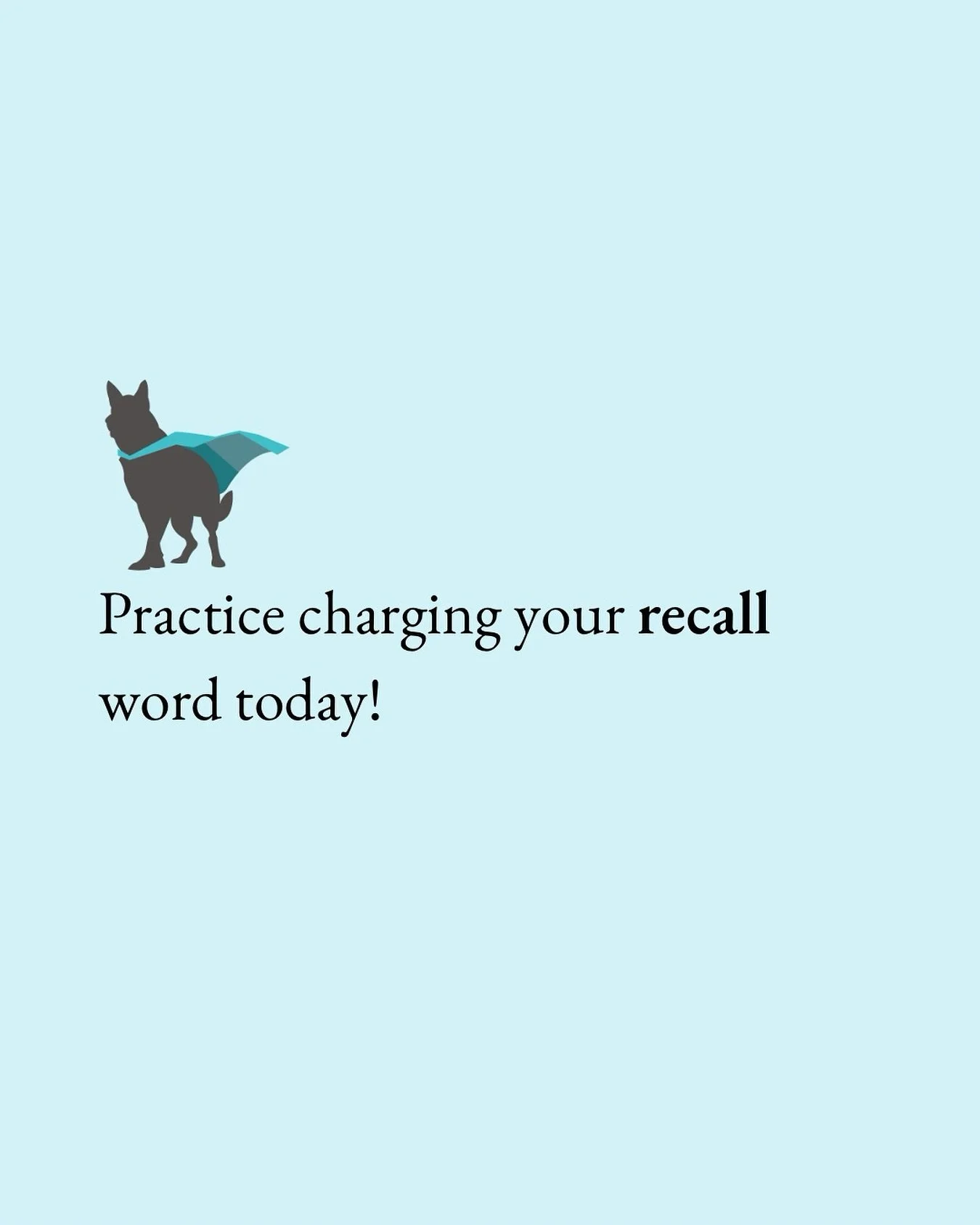 Here&rsquo;s your reminder! 

What does charging your recall mean? Well, if you&rsquo;ve joined us for Dog Leadership or Ultimate Recall, you probably have a ✨password recall✨

🚨This is a word that you use for emergency recalls and is SUPER high val