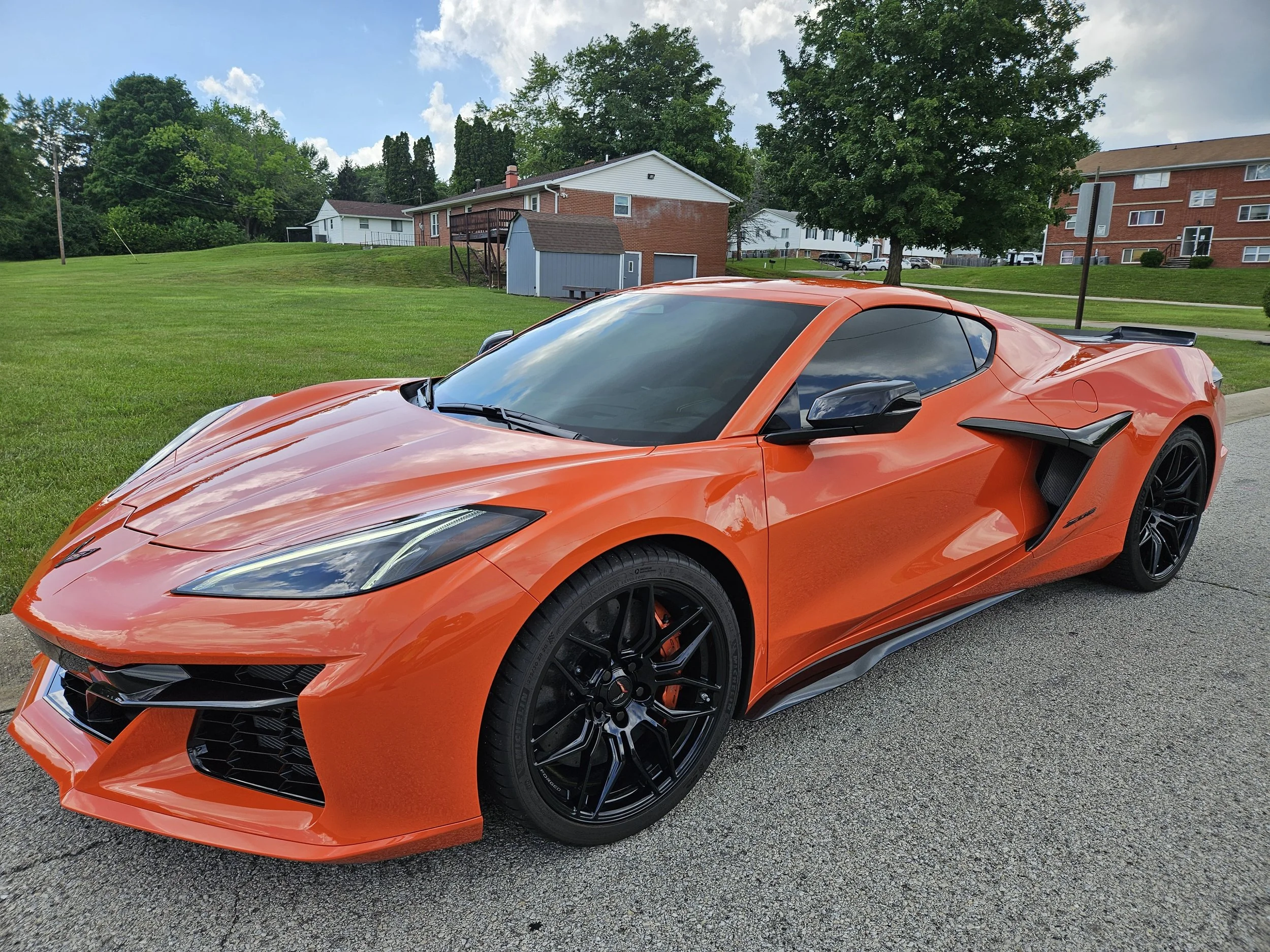ORANGE CHEVY CORVETTE - ULTRA CERAMIC TINT, FULL WINDSHIELD TINT
