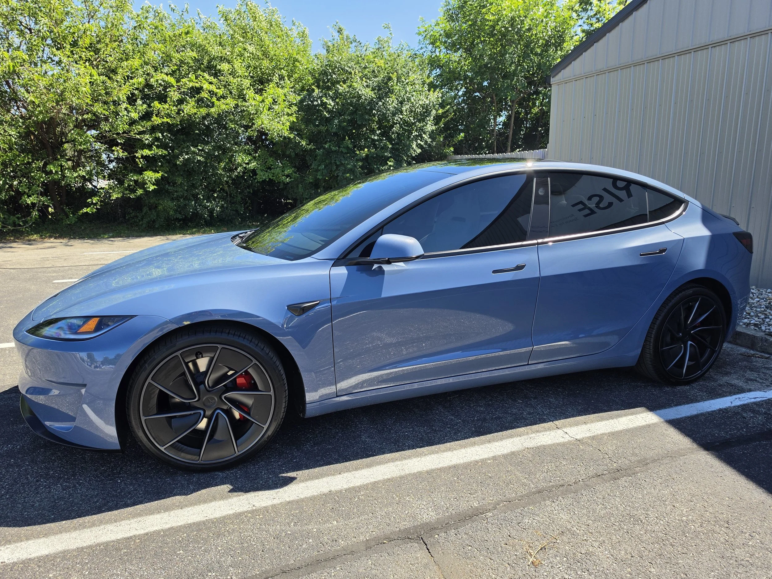 BLUE TESLA MODEL 3 PLAID - FULL CERAMIC TINT WITH FULL WINDSHIELD