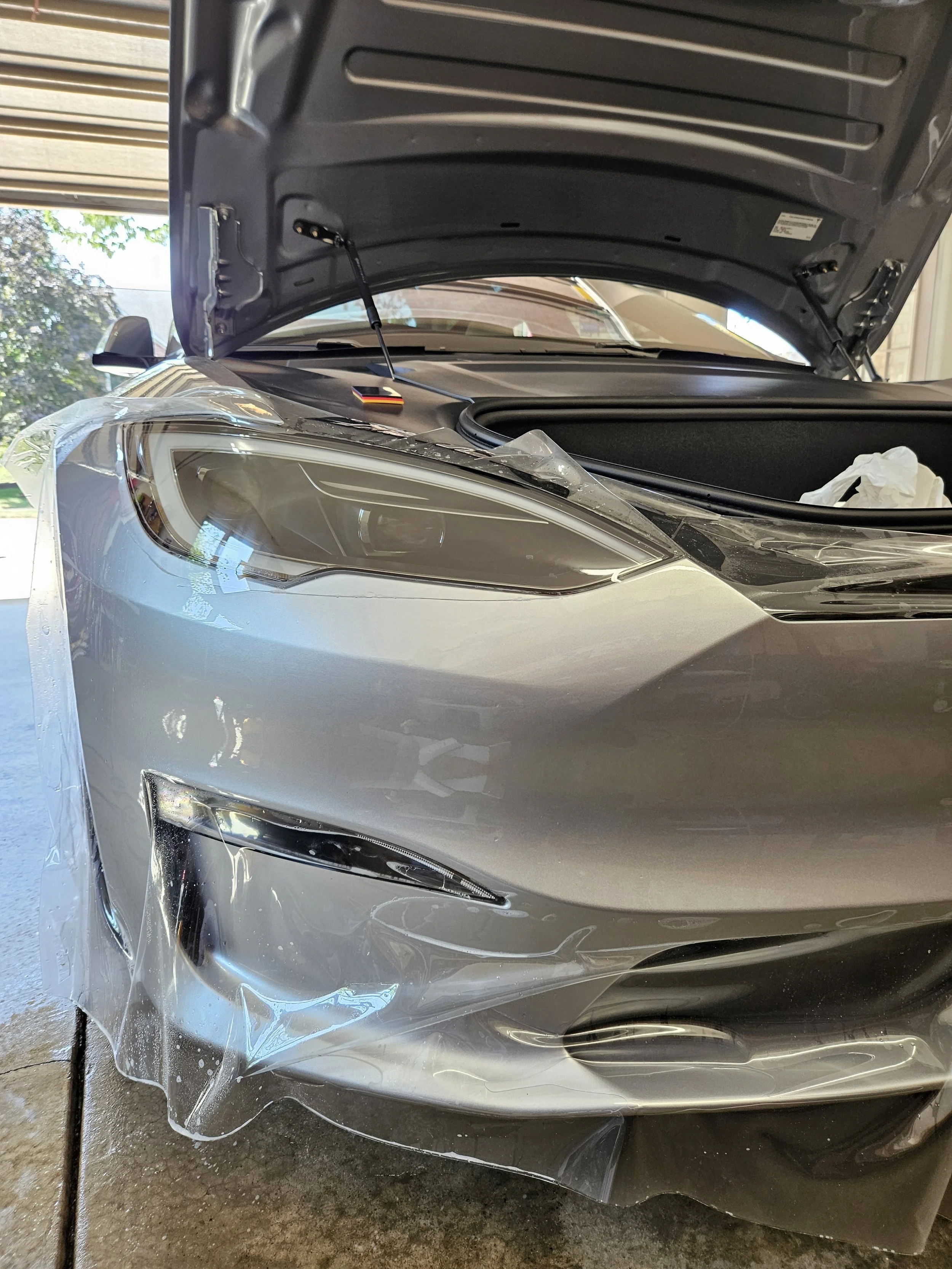 Silver Tesla Model S - PPF Install, Close up 