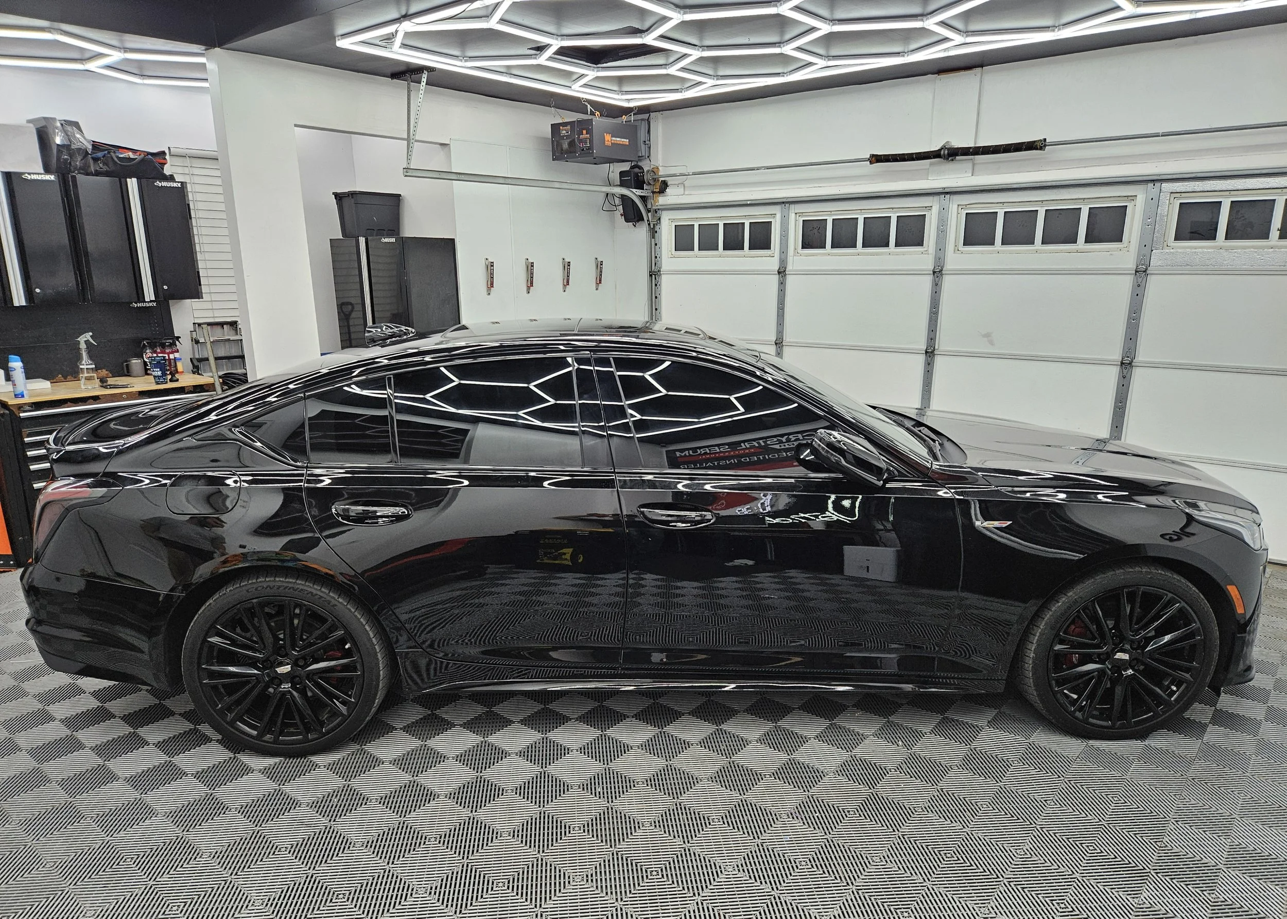 BLACK CADILLAC CT5 - CERAMIC TINT, FULL WINDSHIELD TINT