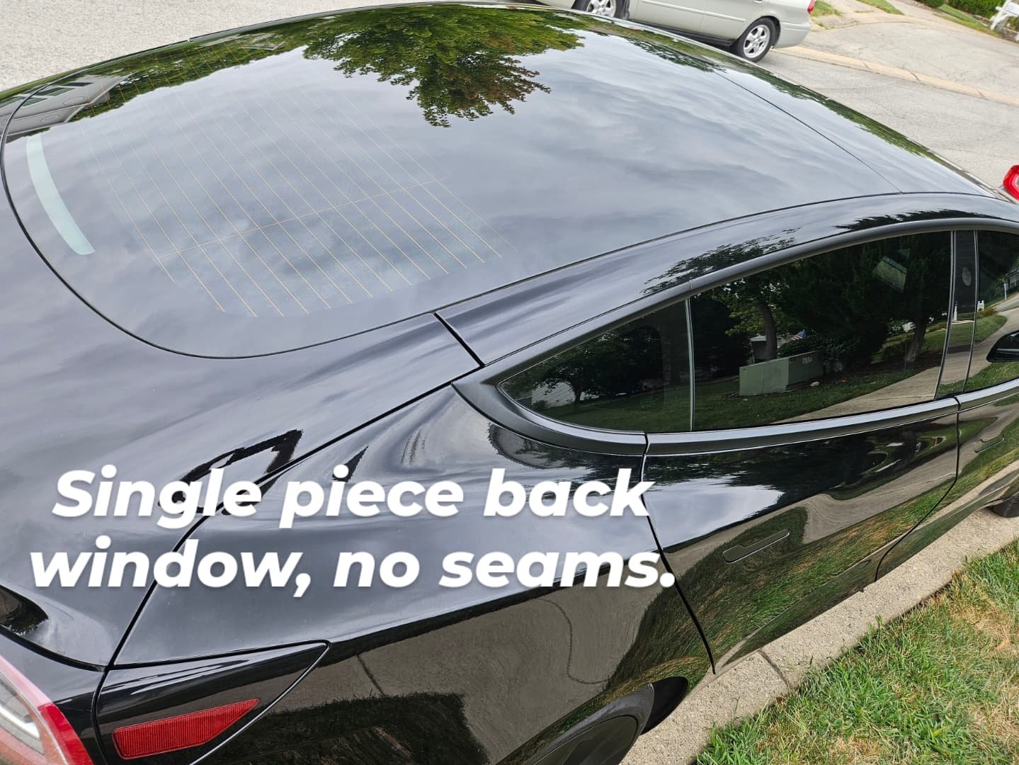 BLACK TESLA MODEL 3 - ONE PIECE CERAMIC BACK WINDOW TINT (HIGH LEVEL OF DIFFICULTY).