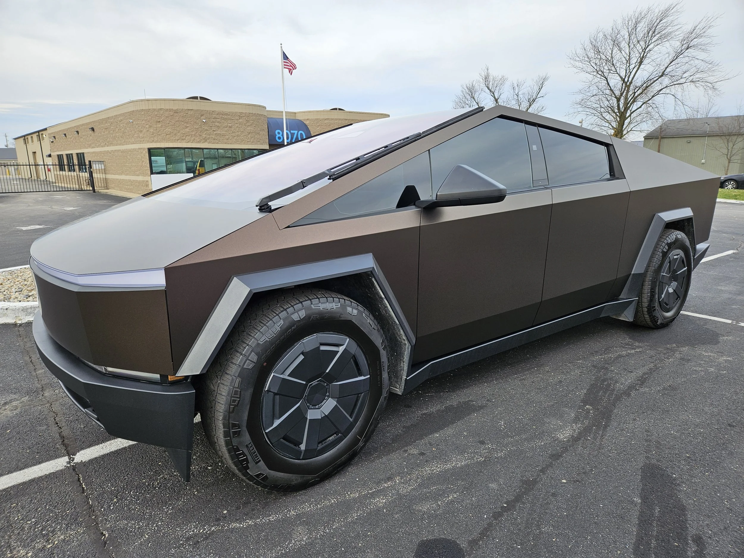 TESLA CYBERTRUCK - AFTER SHOT OF THE MATTE BURNISHED BRONZE VINYL WRAP