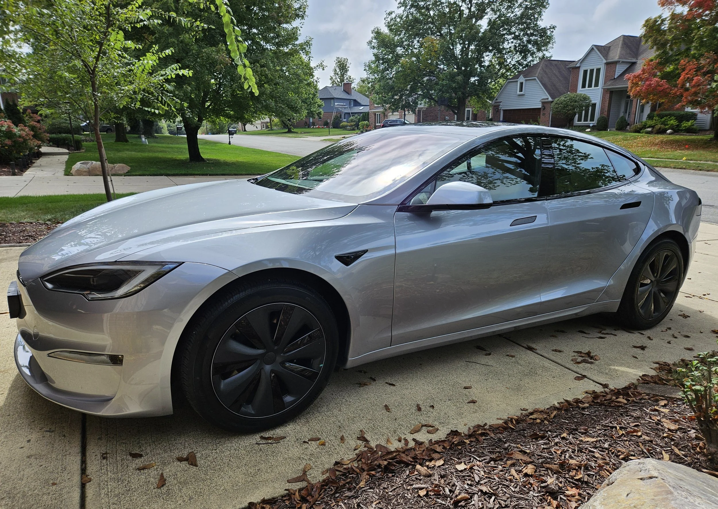 Silver Tesla Model S - Paint Protection Film Bumper, Headlights, Mirrors, and Ceramic Coating