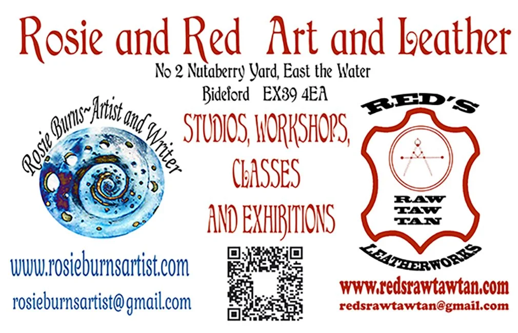 rosie and red art and leather, professional teachers offering individual or group arts and crafts workshops and courses in bideford and the southwest, superior classes for all