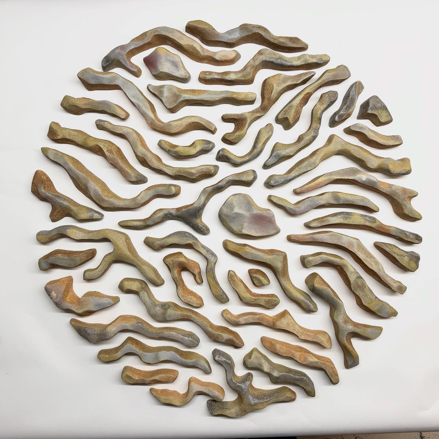 Got this out of the kiln last week and I think, for the first multiple piece wall work of a soda firing, I&rsquo;m pretty happy with it. 43&rdquo; diameter. Can&rsquo;t wait to see it up in someone&rsquo;s home.

Come work with me in Mexico as I teac