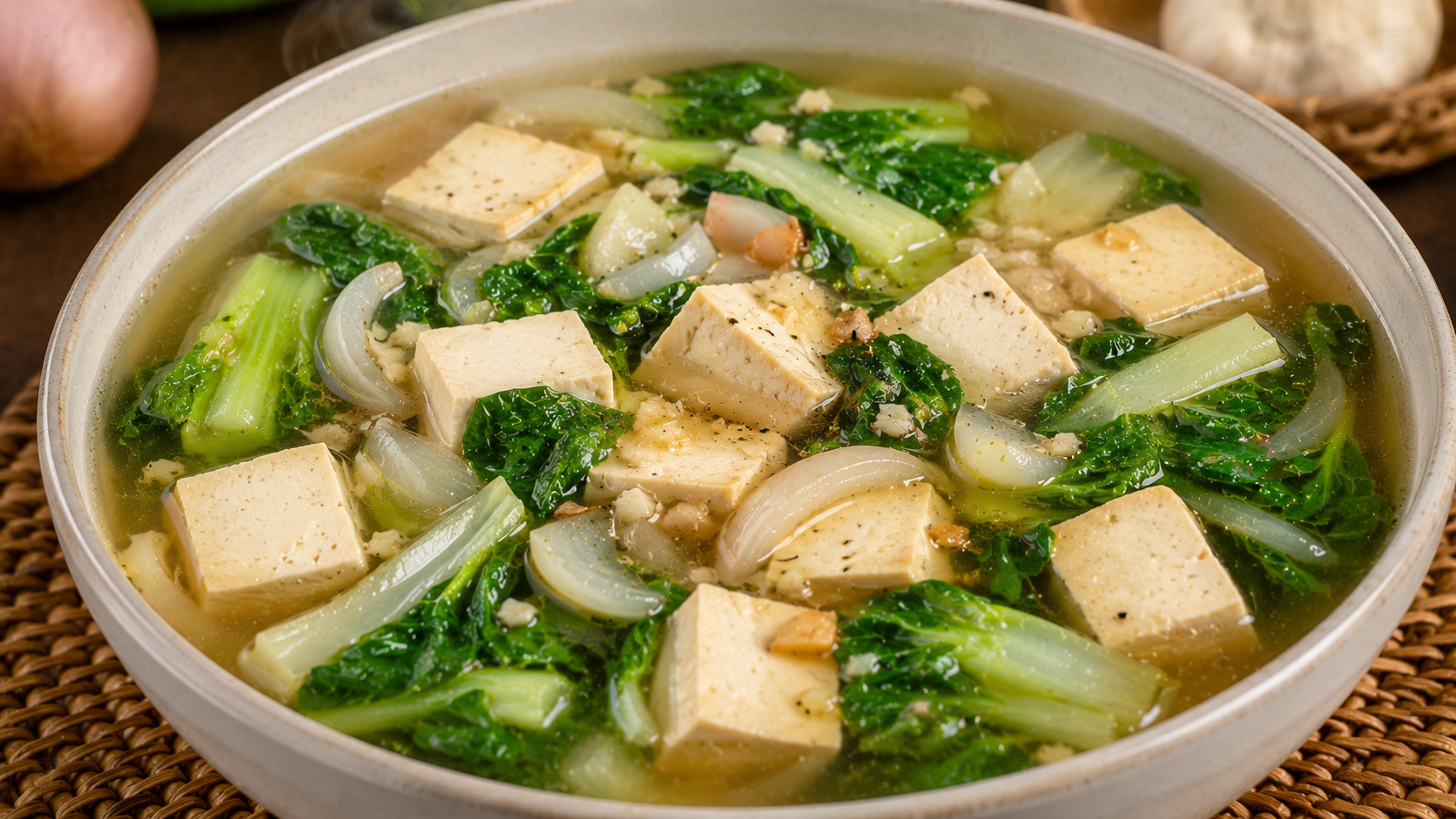 Tofu at Pechay na May Sabaw