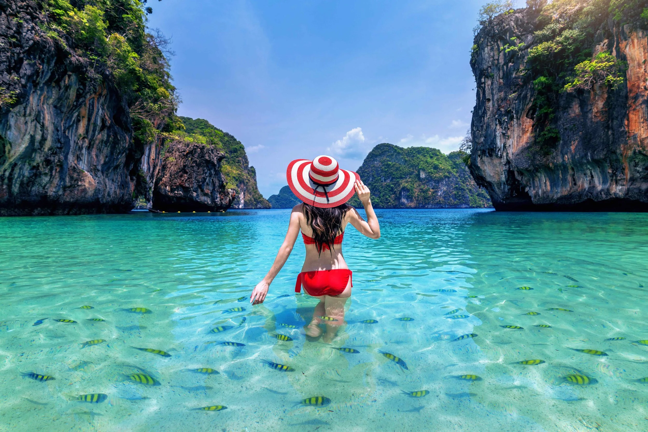 a woman in the sea of palawan
