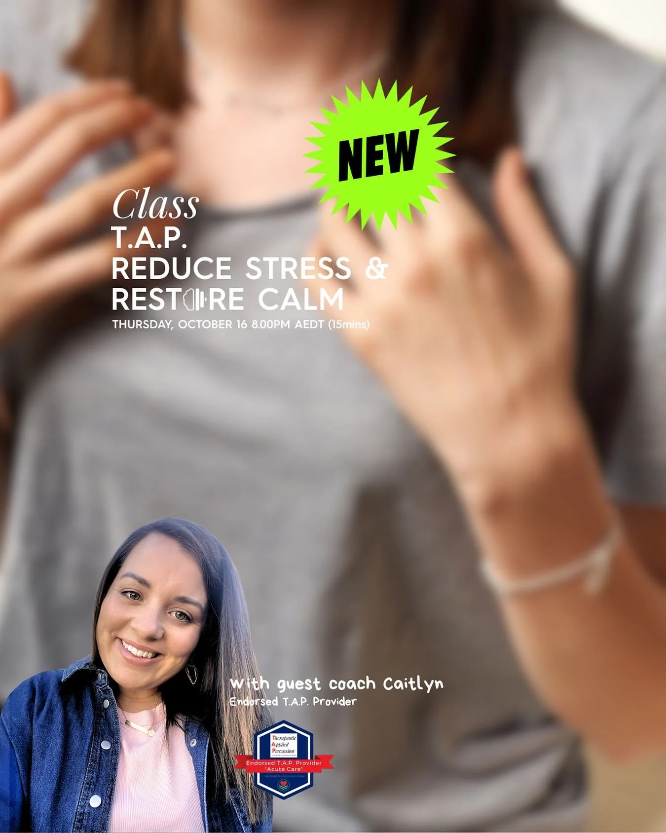 Super excited for our brand new class this  Thursday night (AEDT - check your time zone) with guest coach @caitlyn_paige_m 🙌🏻🙌🏻🙌🏻 

Caitlyn will be guiding us through a 15min practice to help us relax and restore calm to our nervous system. The