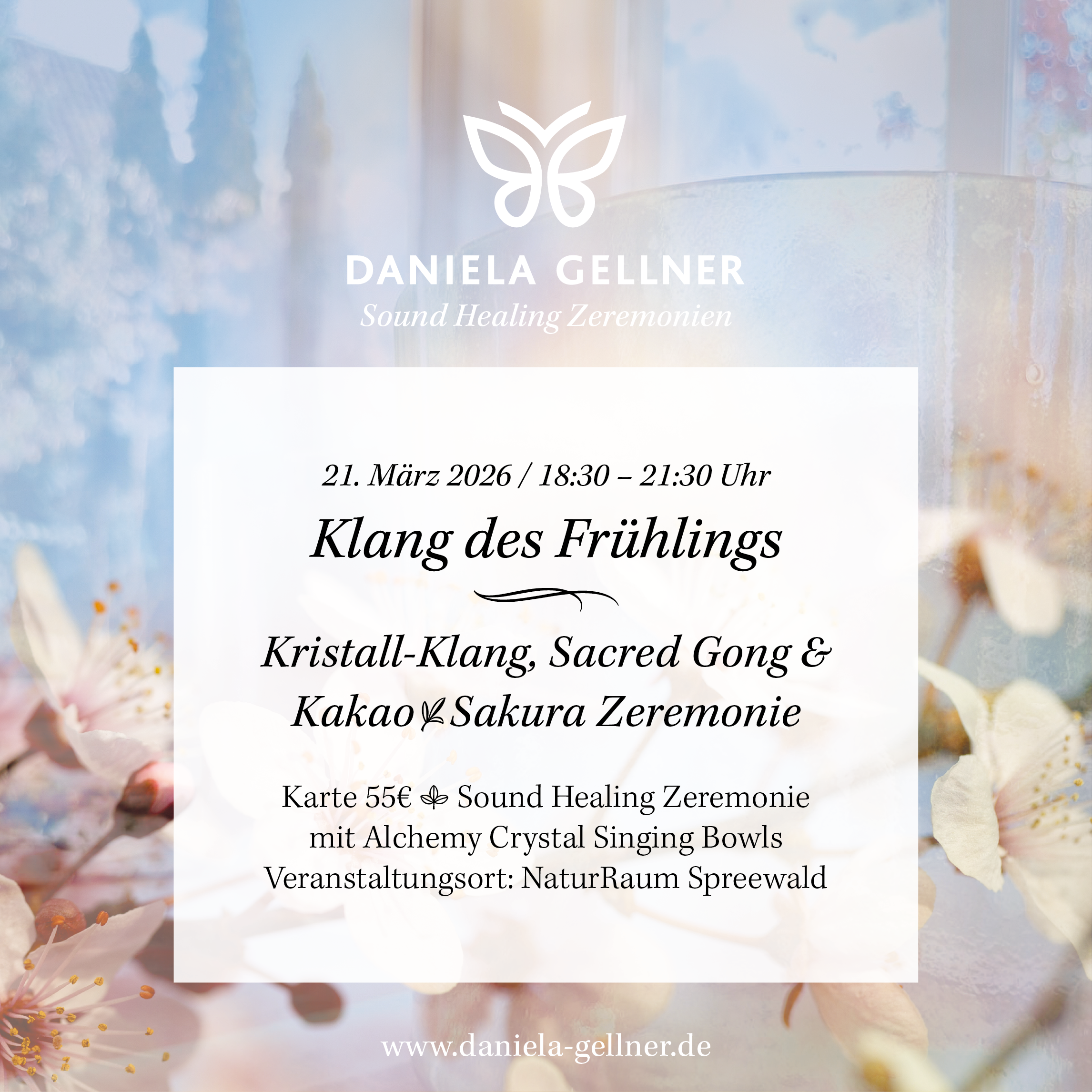 21. März 2026 | Kristall-Klang, Sacred Gong & Kakao+Sakura Zeremonie | Klang des Frühlings mit Daniela Gellner