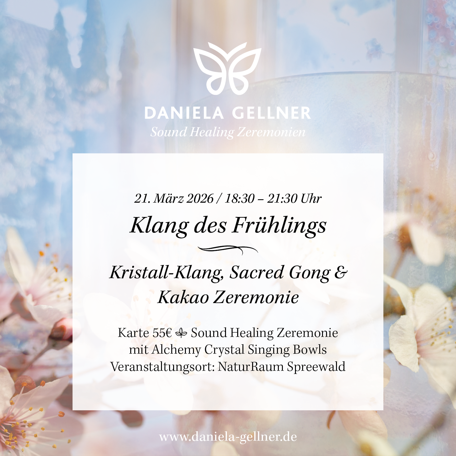 21. März 2026 | Kristall-Klang, Sacred Gong & Kakao Zeremonie | Klang des Frühlings mit Daniela Gellner