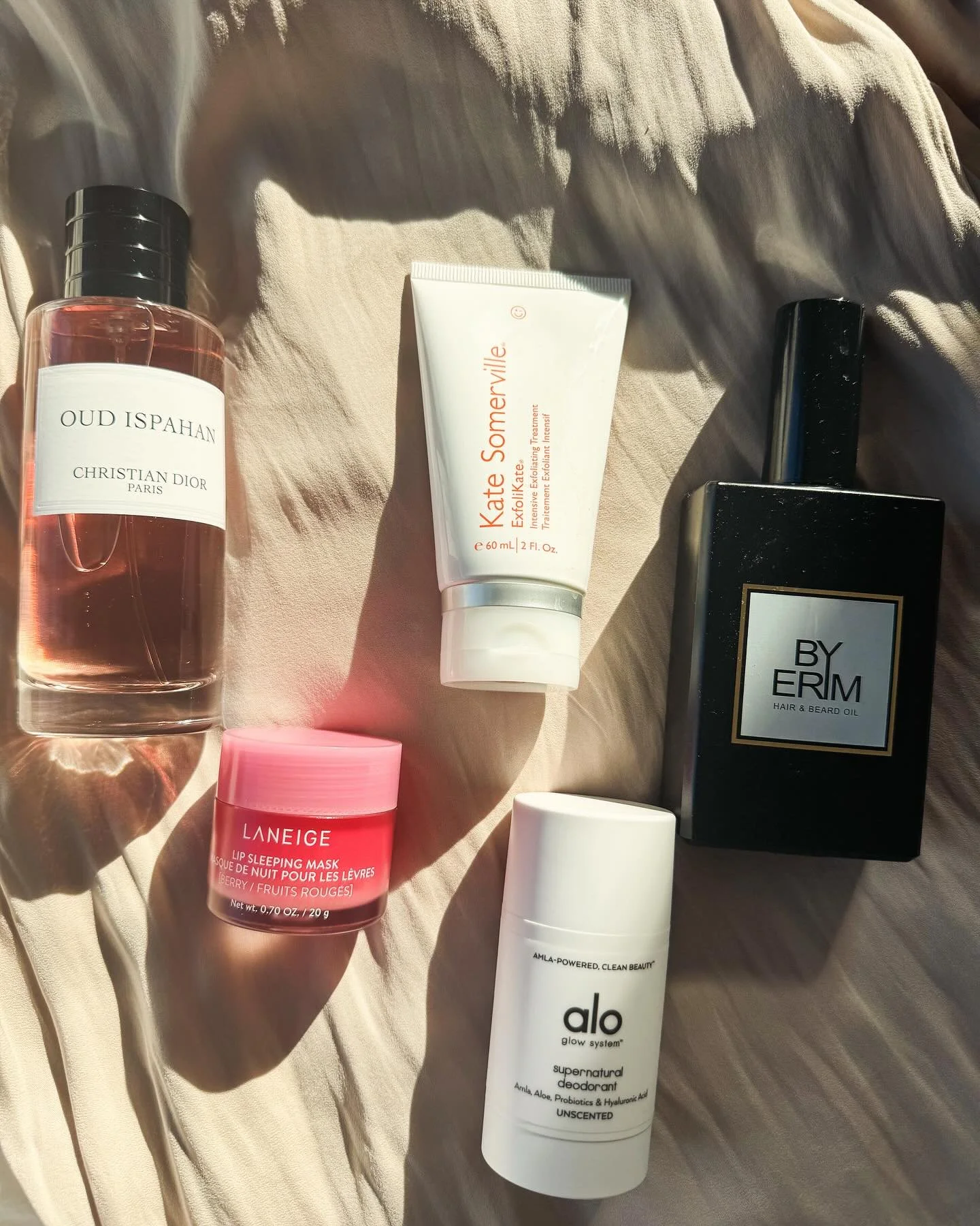 some of my faves lately&hellip;&hellip;

1. Oud Isaphan @diorbeauty 
2. Laneige Sleep Mask @laneige_eu 
3. Kate Somerville Exfoliate (literally a facial in one wash) @katesomervilleskincare 
4. Alo Supernatural Deodorant @alo 
5. By Erim Hair Oil @by