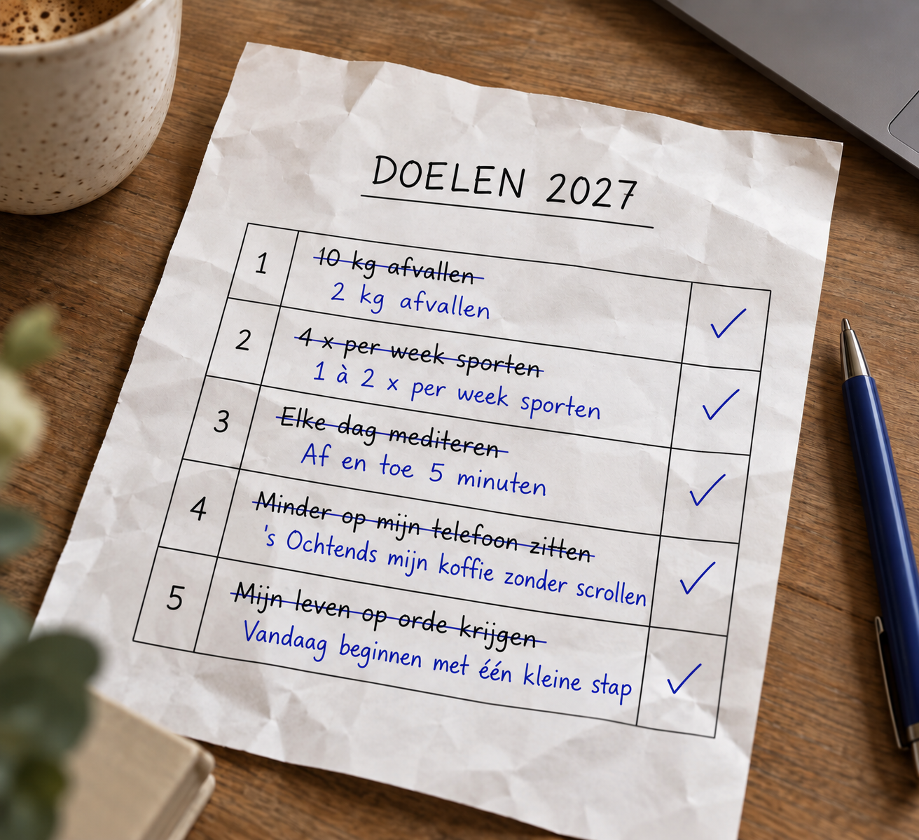 Misschien moet je je doelen wat kleiner maken