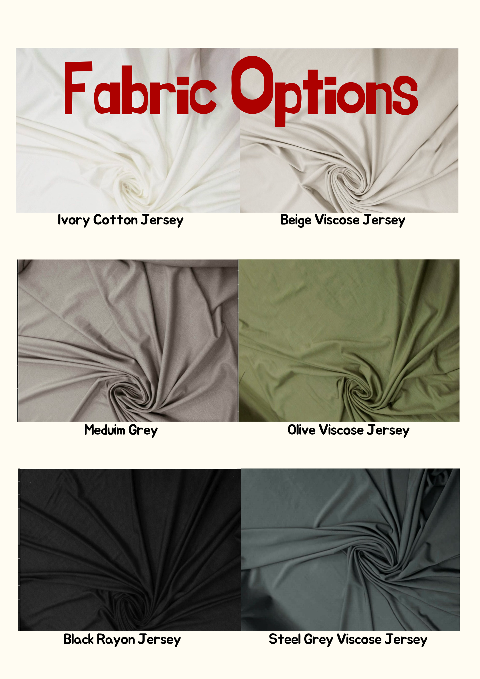 Fabrics for T shirt sewing workshop