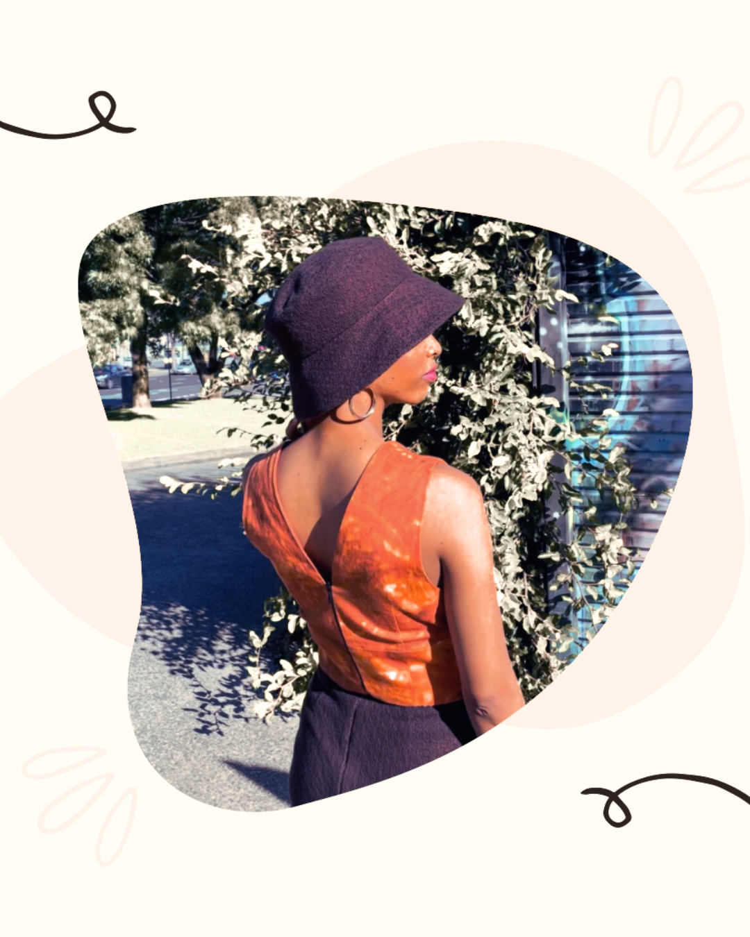 Back view bucket hat
