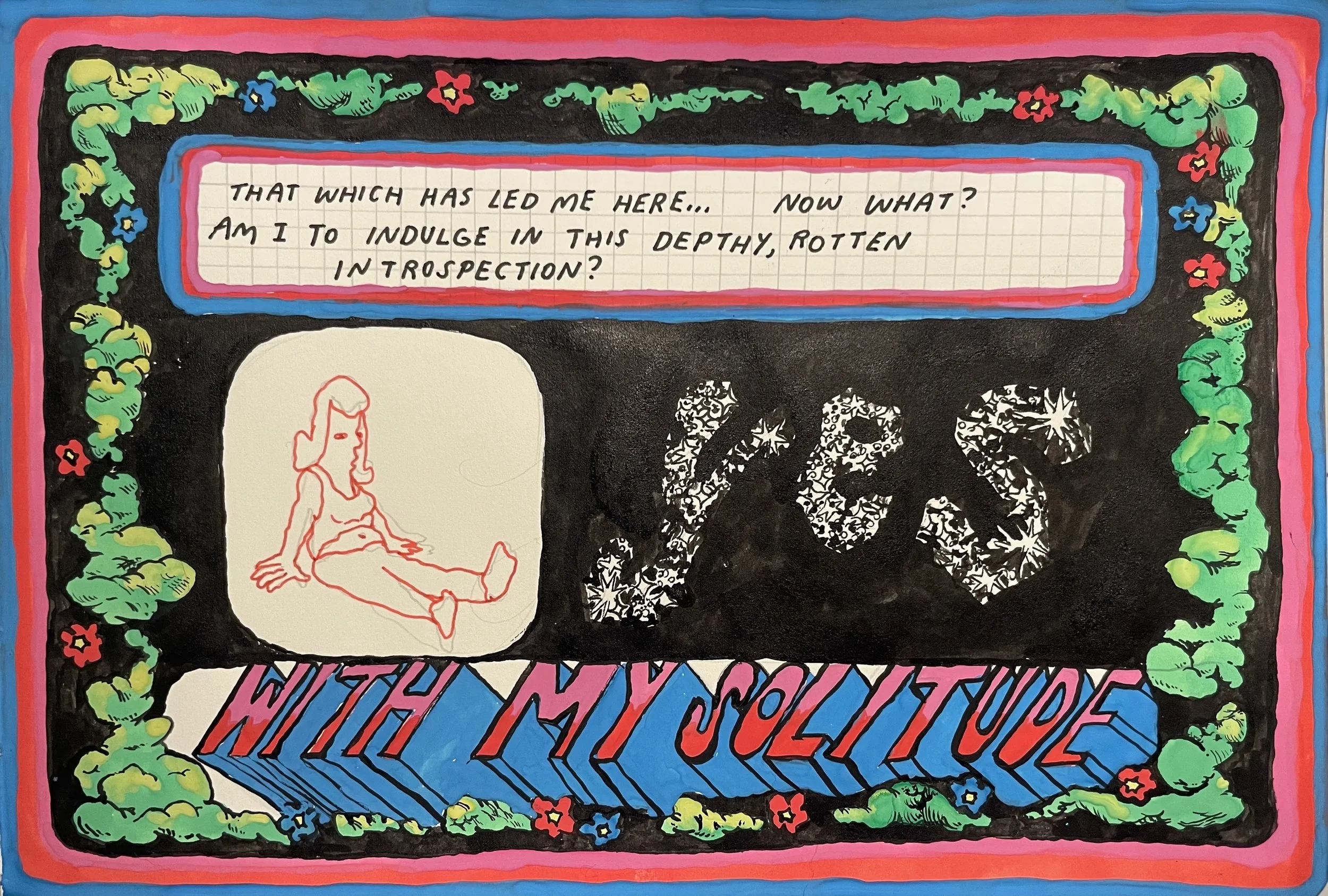 "With My Solitude" (5x7) watercolor/ink, 2025 