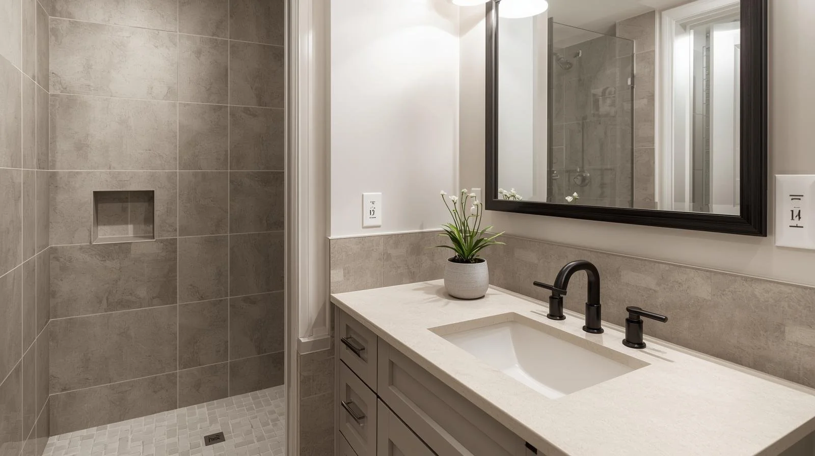 Bathroom waterproofing tips and durable design ideas for mid-range home remodels, featuring tile walls, modern finishes, and waterproofing techniques for long-lasting results.