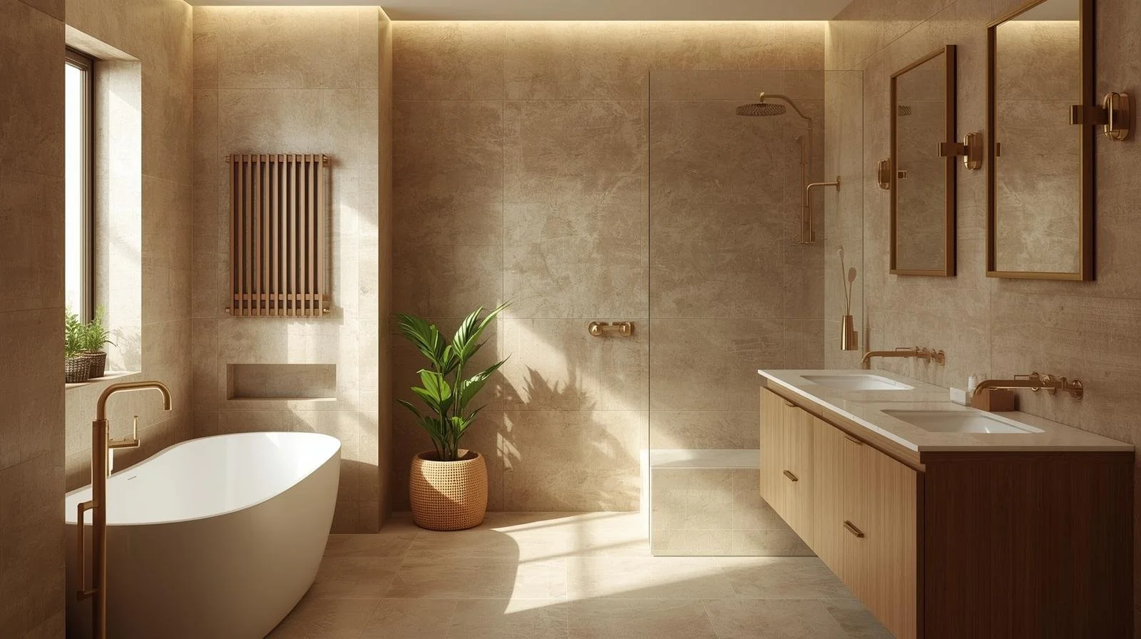 modern bathroom remodel ideas simple • neutral modern bathroom ideas • organic modern bath decor