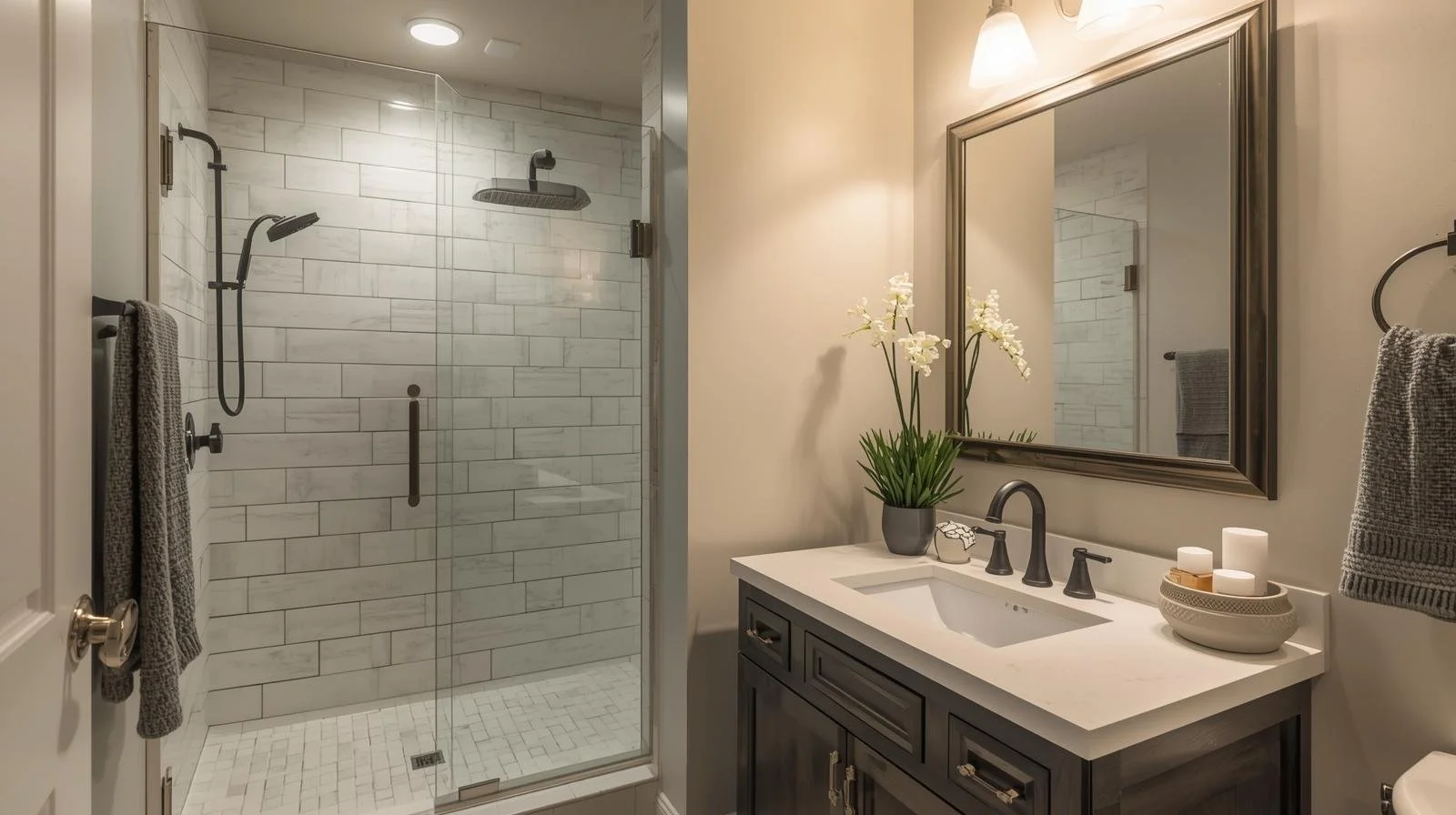 Finished bathroom remodel inspiration for $100k–$400k homes featuring tile shower, modern vanity, and realistic home renovation ideas with stylish affordable design.