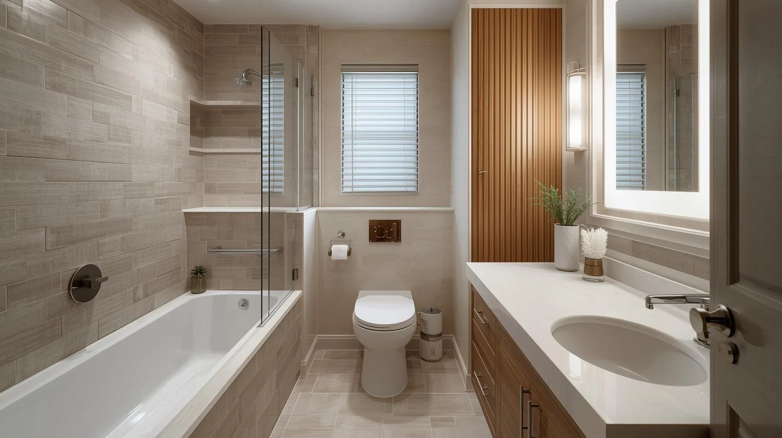 : modern bathroom sustainability • smart bathroom ideas • eco-friendly stone tile