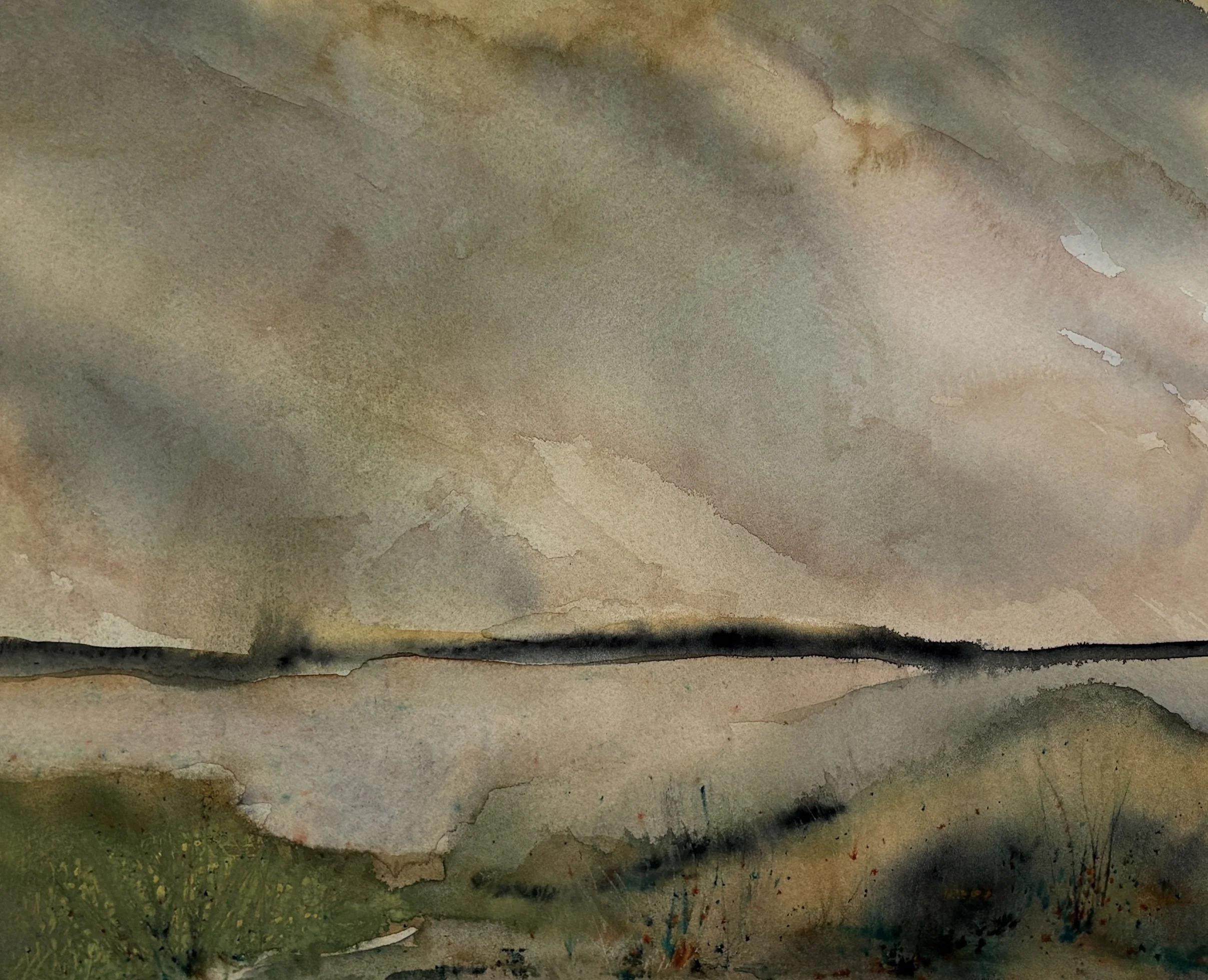 "Mostly Cloudy" Watercolor 9x12"