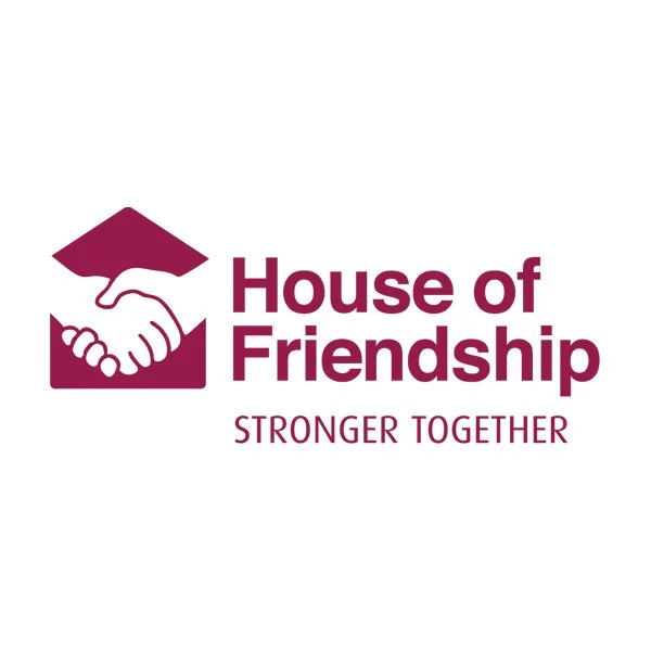 The House of Friendship logo. This non-profit organization values Streaming Inc. as a trustworthy partner, providing a professional and innovative approach to virtual and hybrid events.