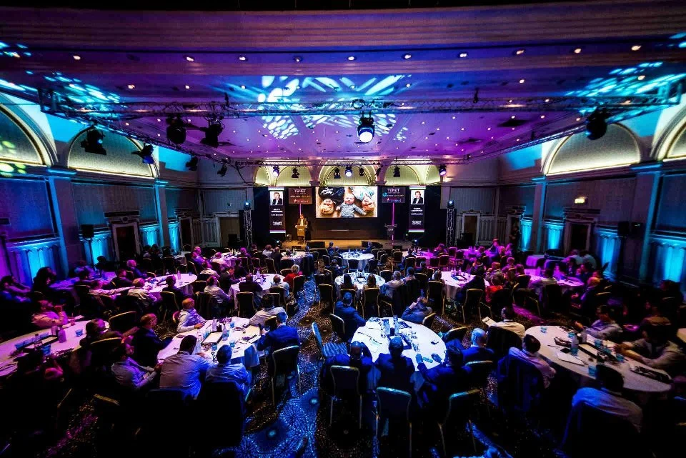 Corporate event setup at the Holiday Inn Conference Centre in Milton, Ontario, ready for professional live streaming.