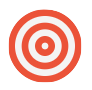 Orange and white target symbol with concentric circles