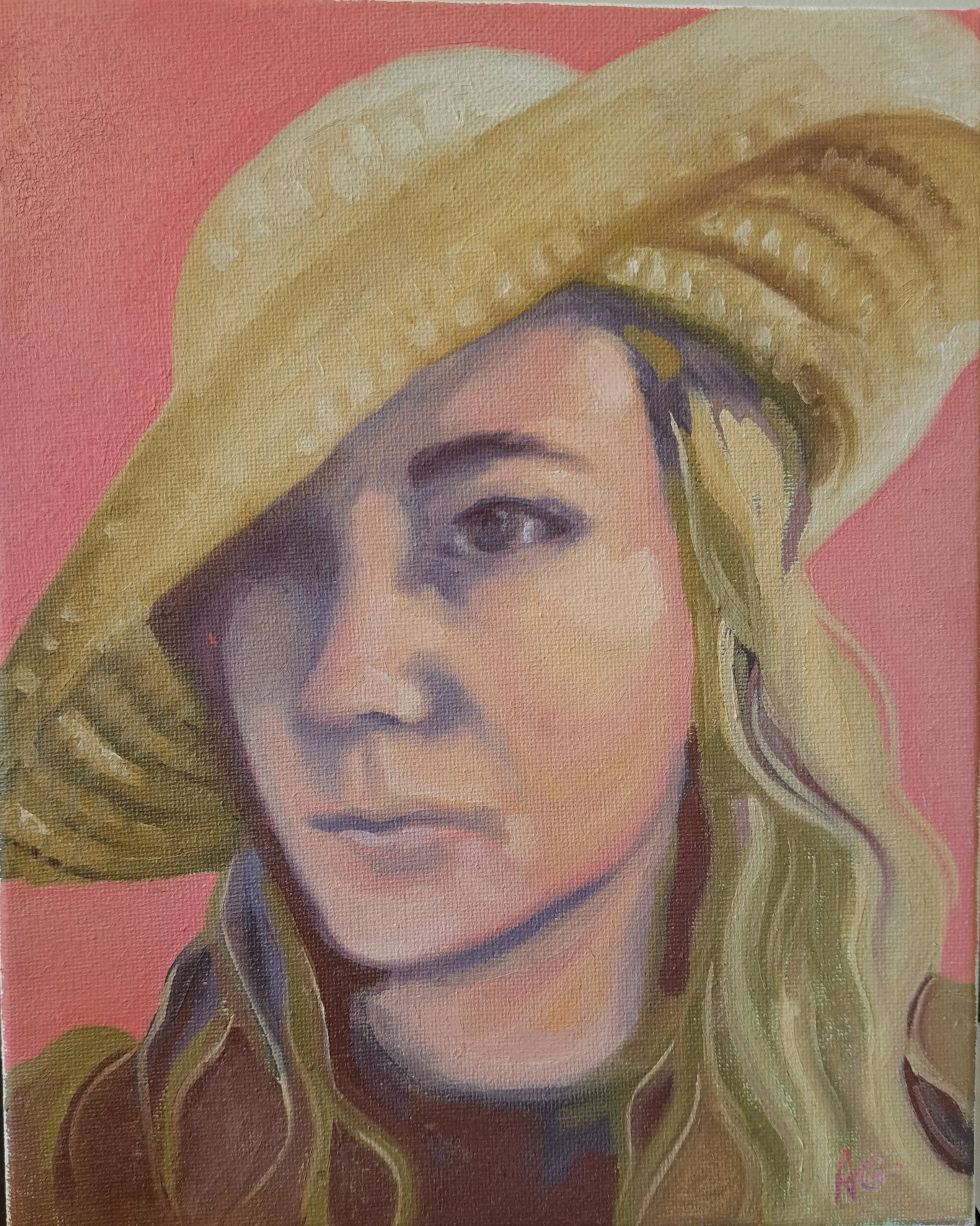 Straw Hat, 2020. Oil on canvas - 8 x 10 in / 20 x 25 cm.
