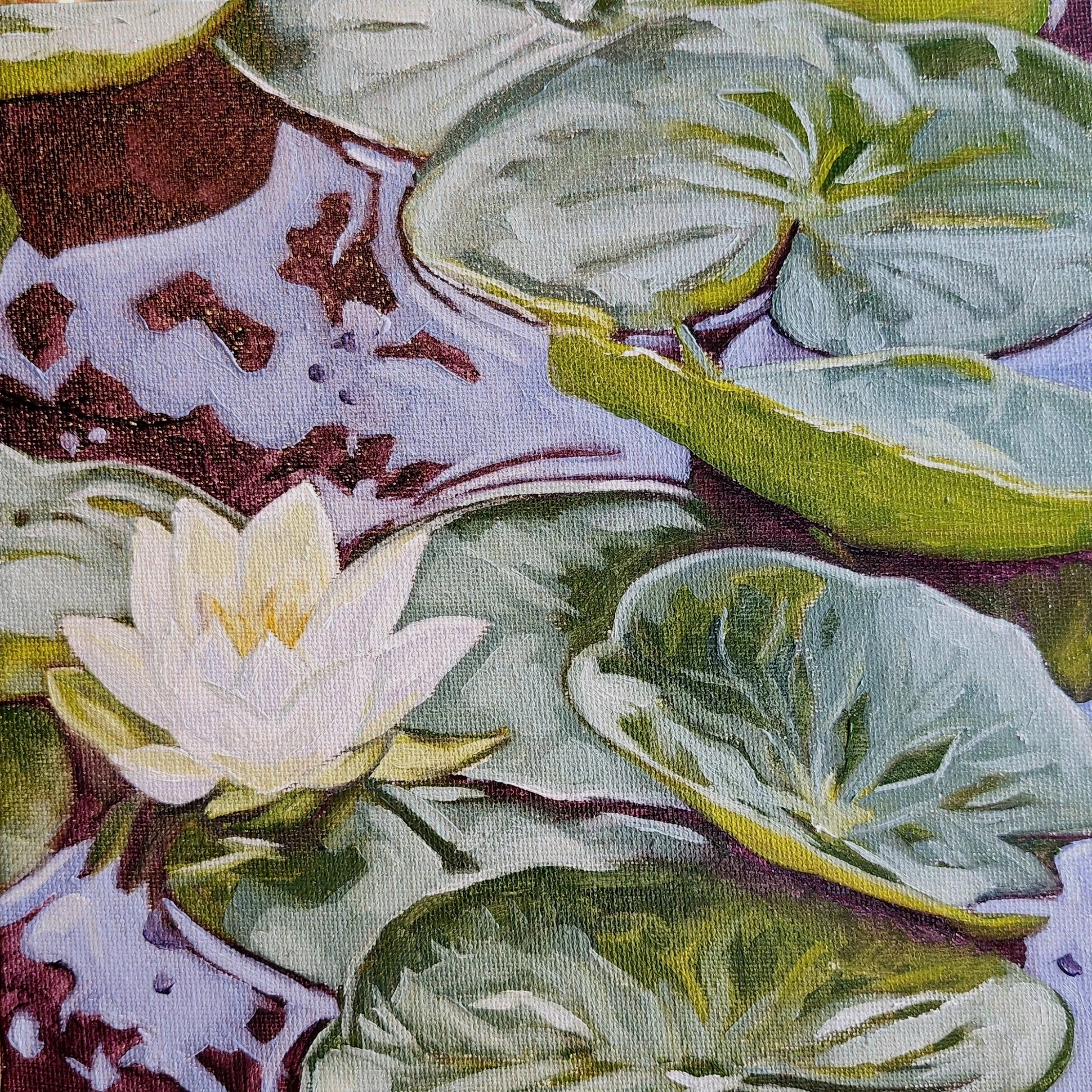 Waterlilies I, 2025. Oil on canvas board - 8 x 8 in / 20 x 20 cm. - SOLD (Commission)