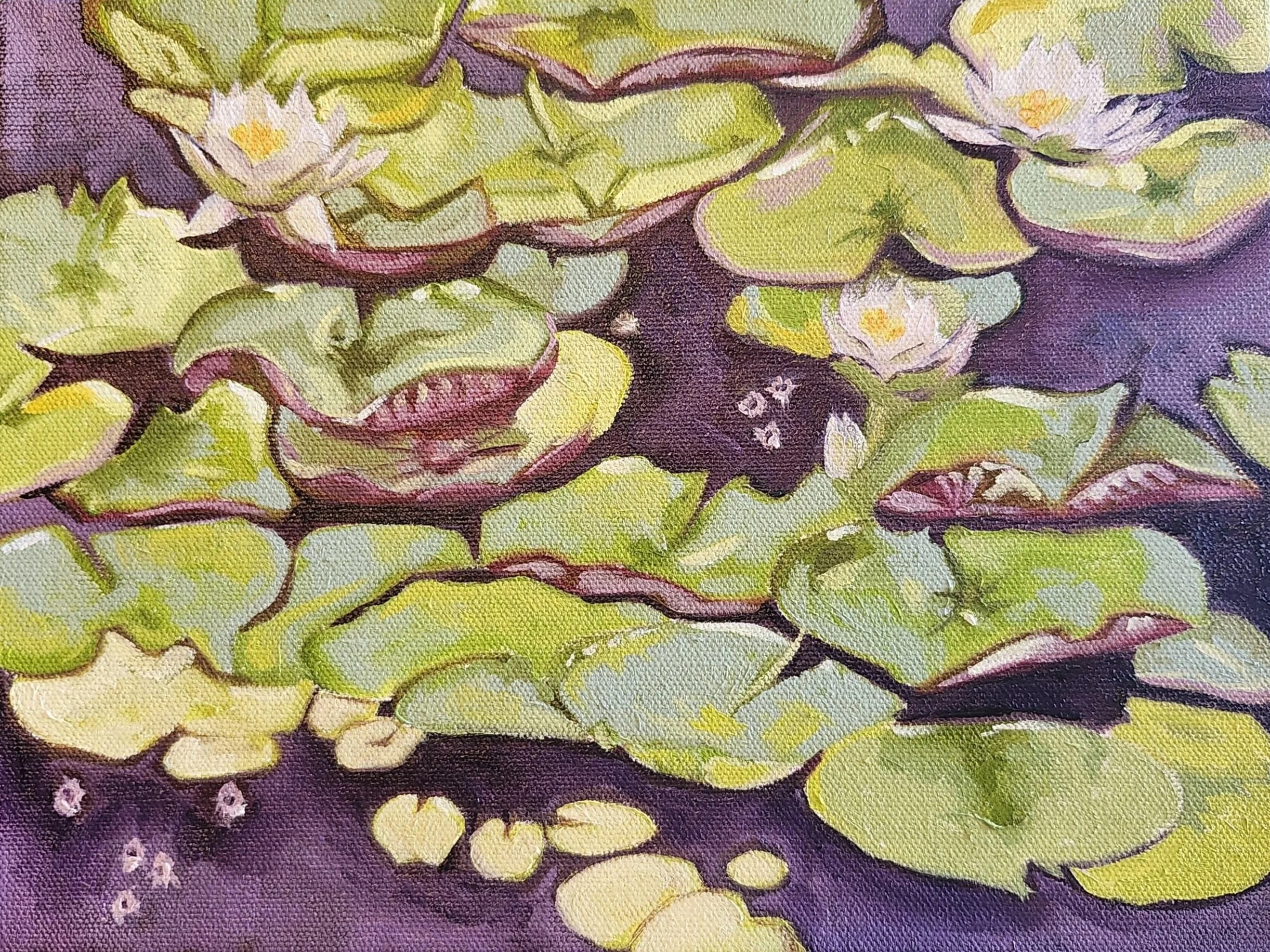 Waterlilies II, 2025. Oil on canvas board - 9 x 12 in / 23 x 30 cm. - SOLD (Commission)