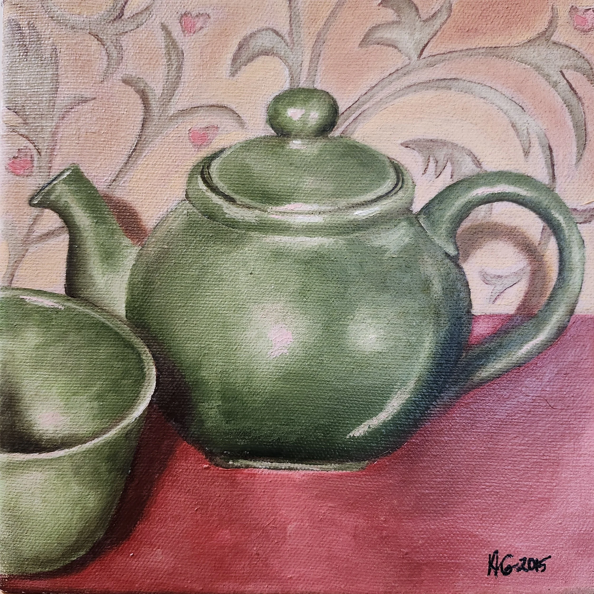 Green Tea, 2015. Oil on canvas - 8 x 8 in / 20 x 20 cm.
