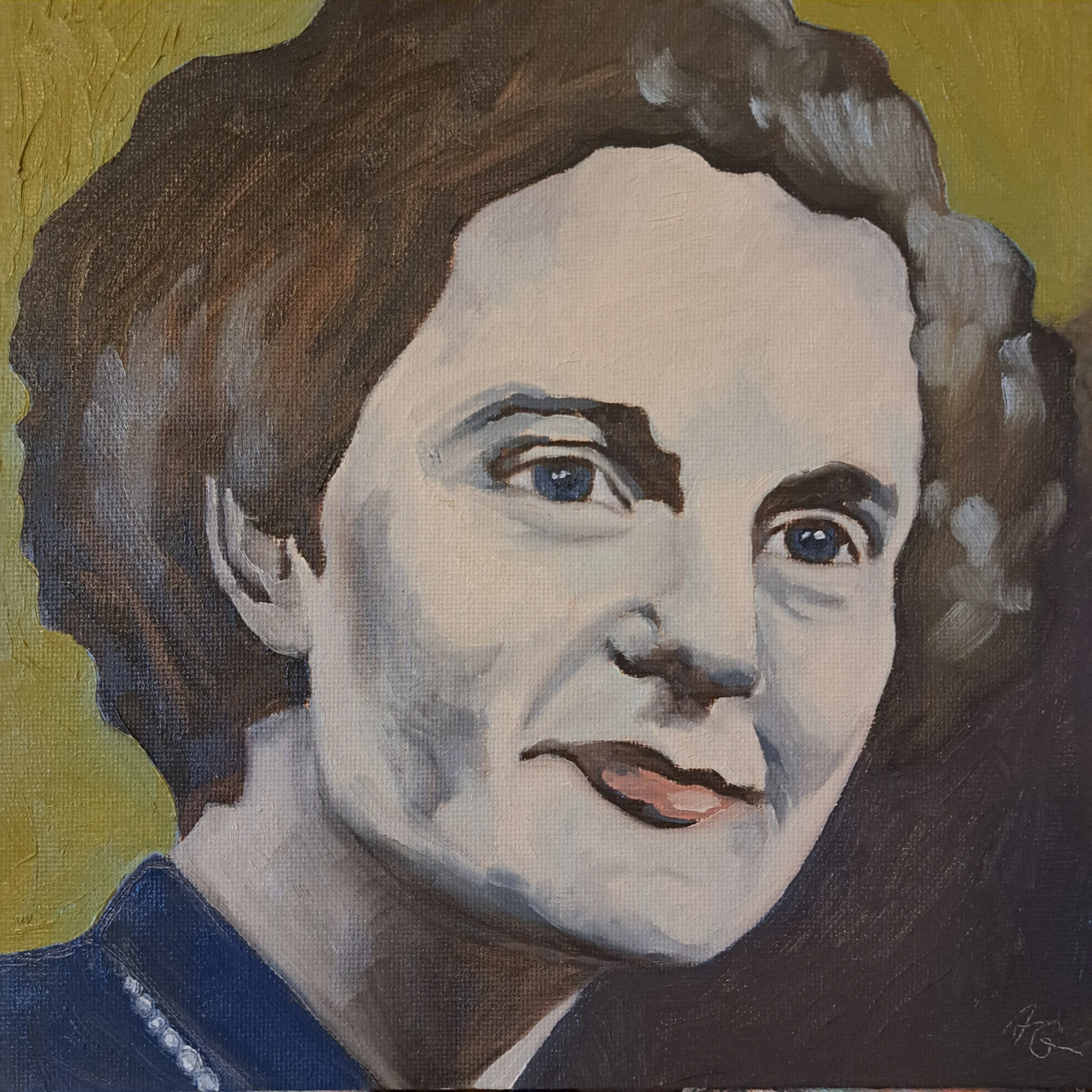 Day 28: String of Pearls, 2024. Oil on canvas board - 8 x 8 in / 20 x 20 cm.