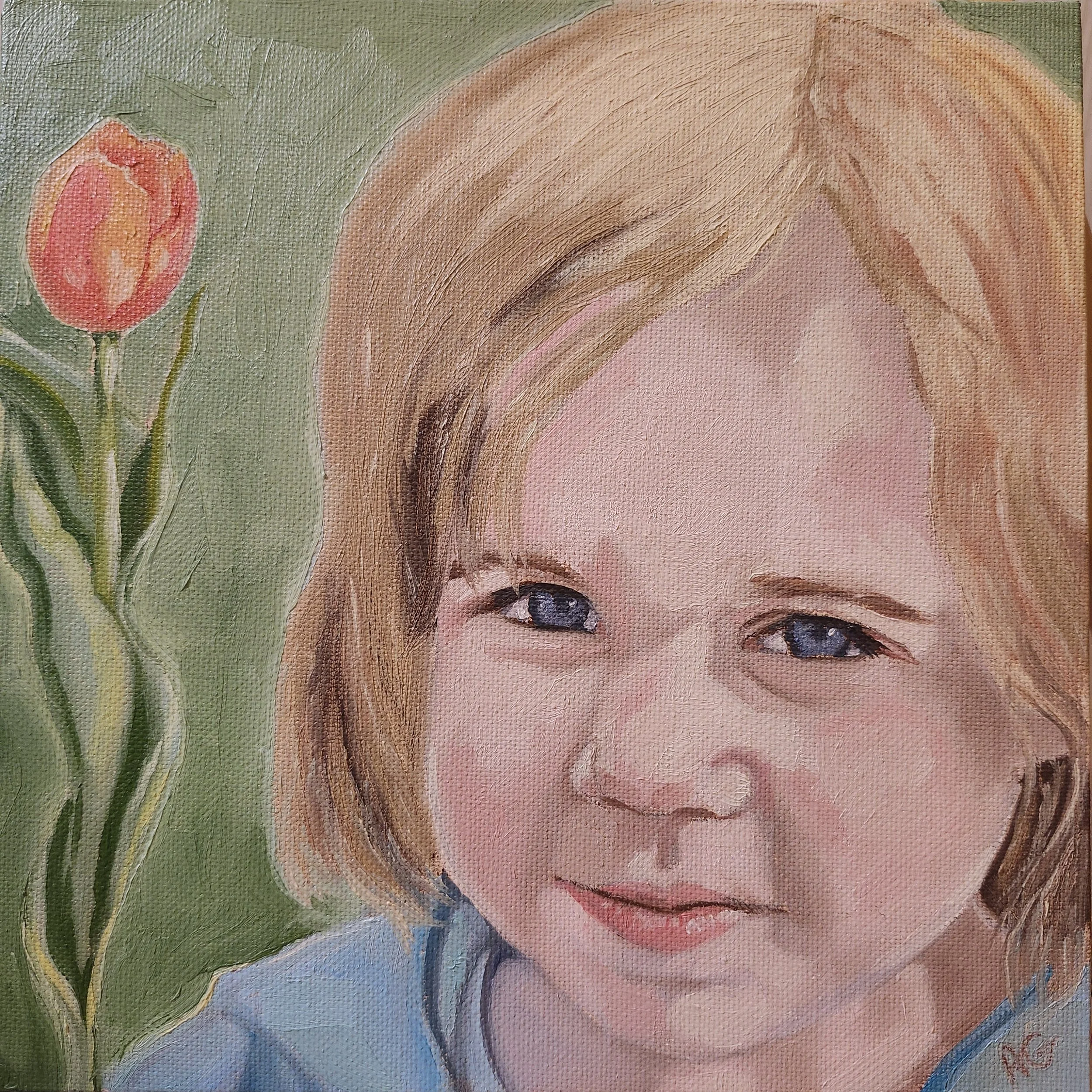 Day 3: Mother's Day, 2024. Oil on canvas board - 8 x 8 in / 20 x 20 cm.