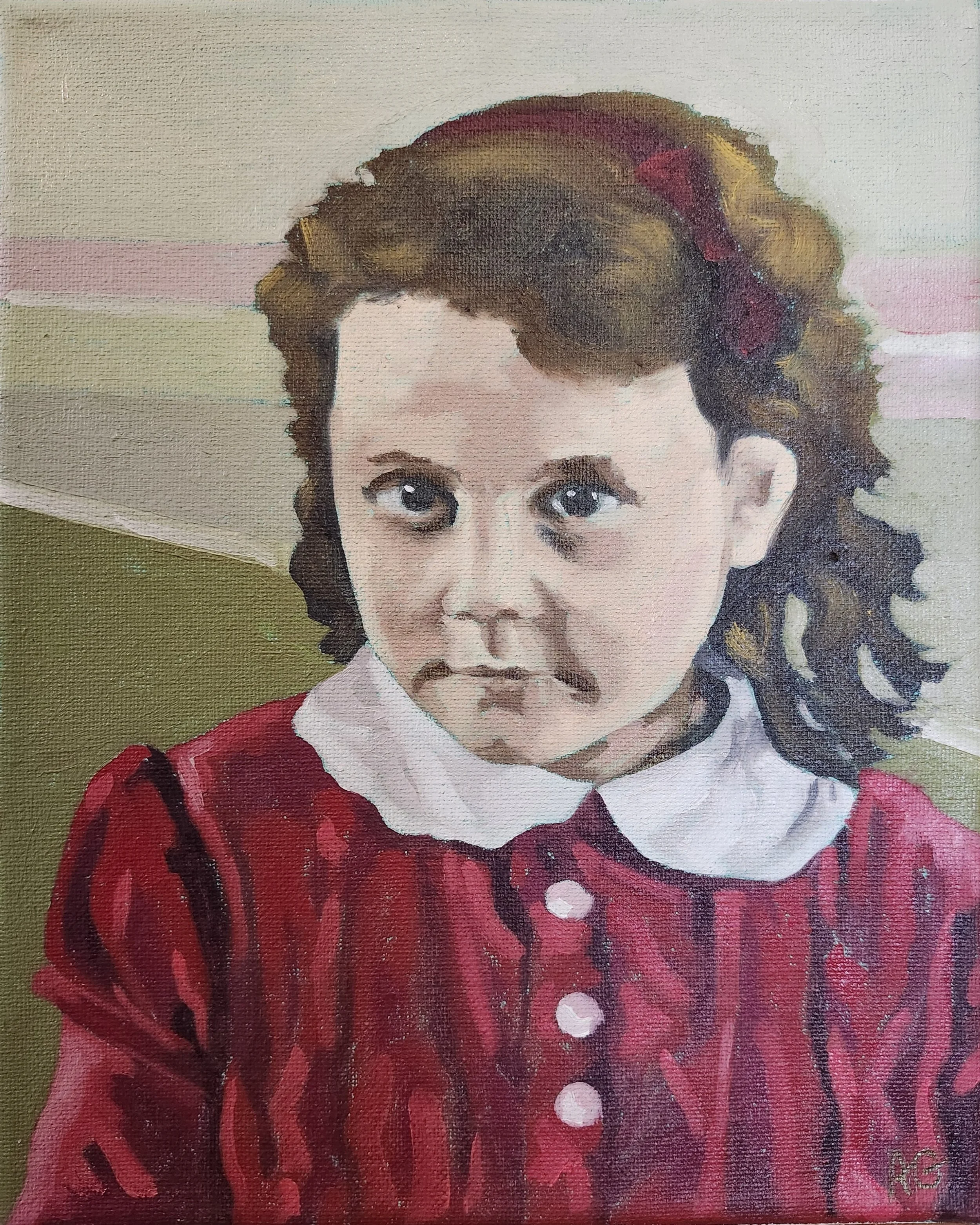 The Red Velvet Dress, 2024. Oil on canvas - 8 x 10 in / 20 x 25 cm.