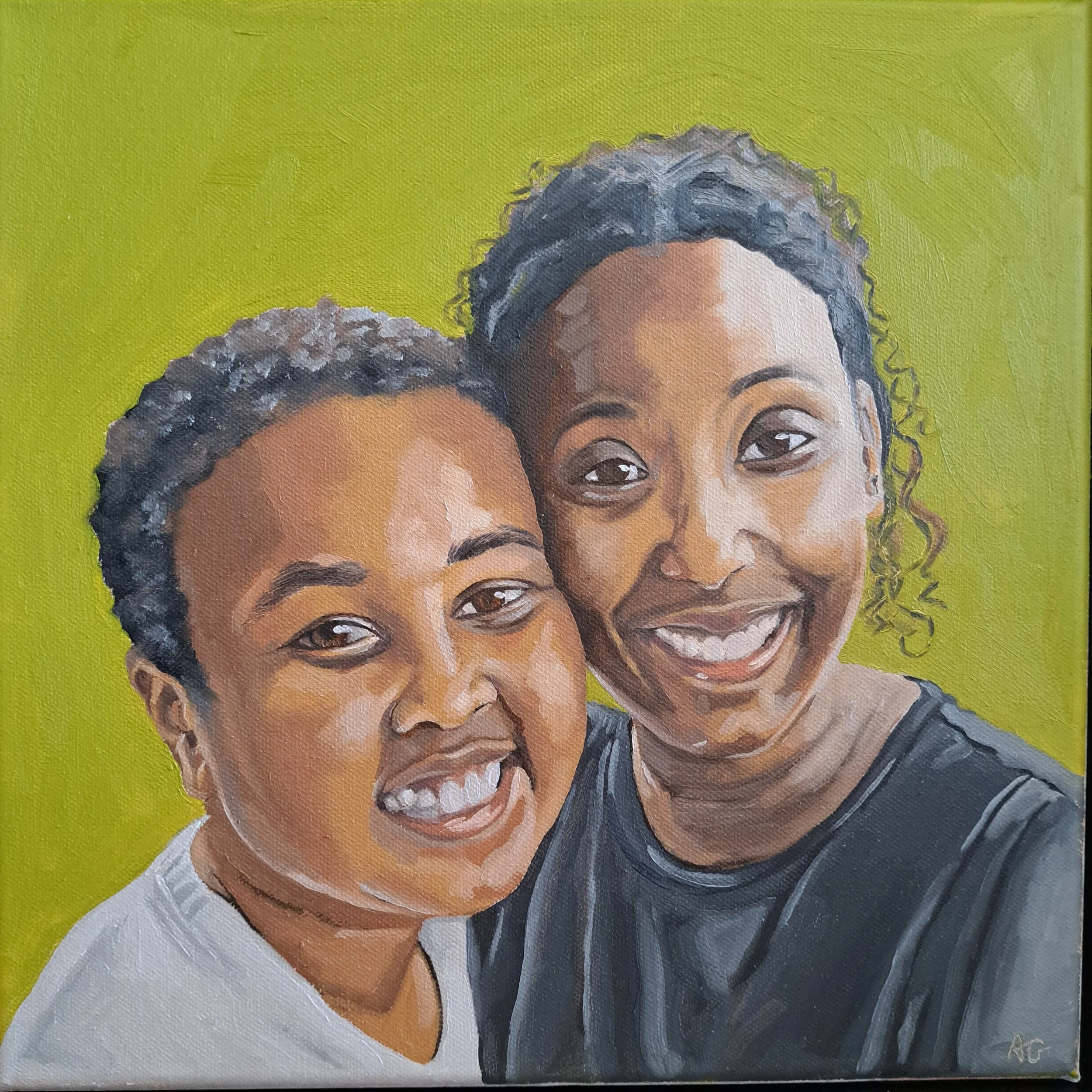 Family Love, 2024. Oil on canvas - 12 x 12 in / 30 x 30 cm. - SOLD (Commission)
