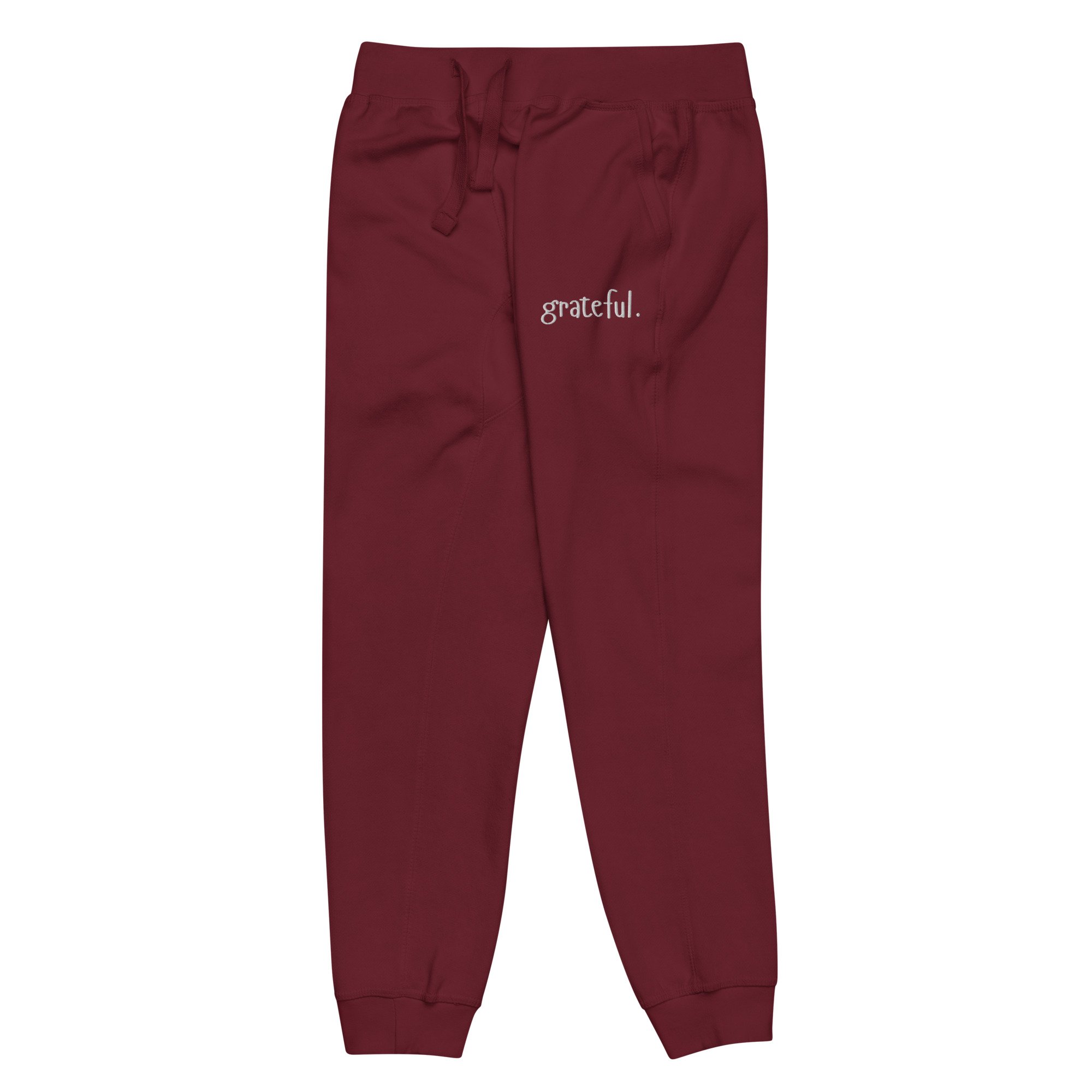 unisex-fleece-sweatpants-maroon-front-left-68143daec04f7.jpg