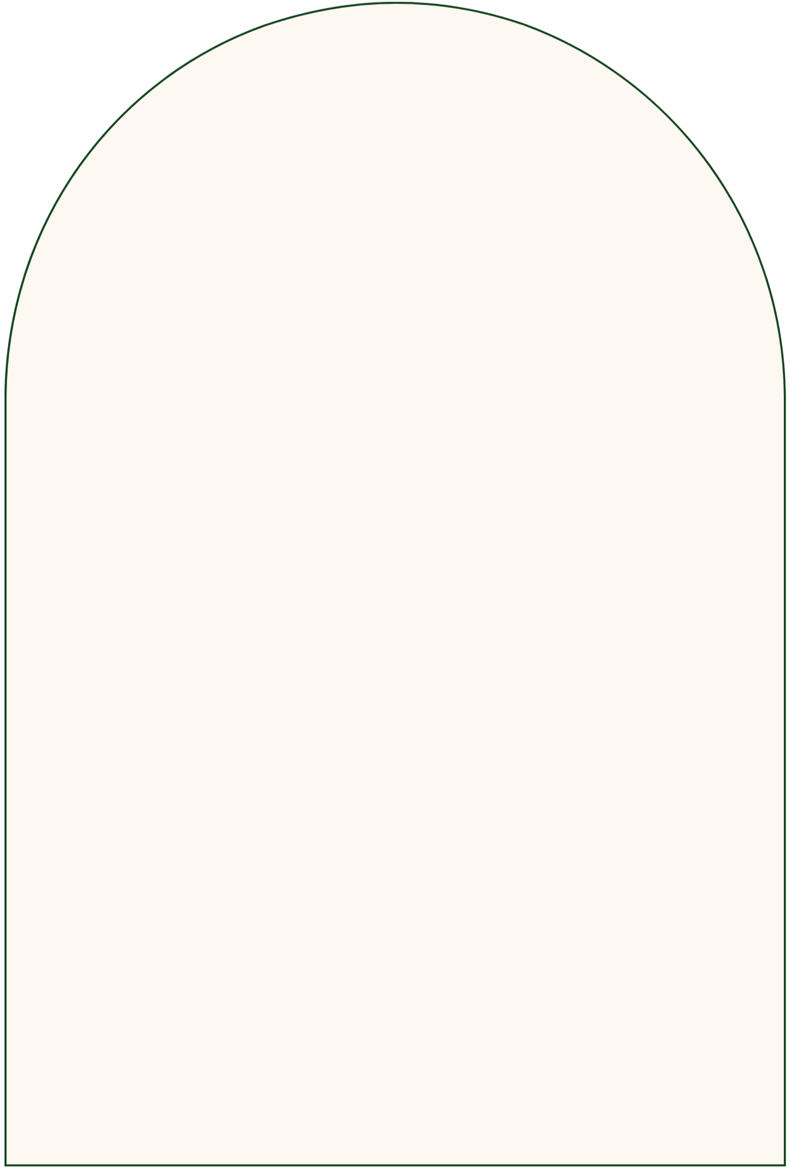 A blank, off-white vertical banner with a rounded top, framed by a thin black border.