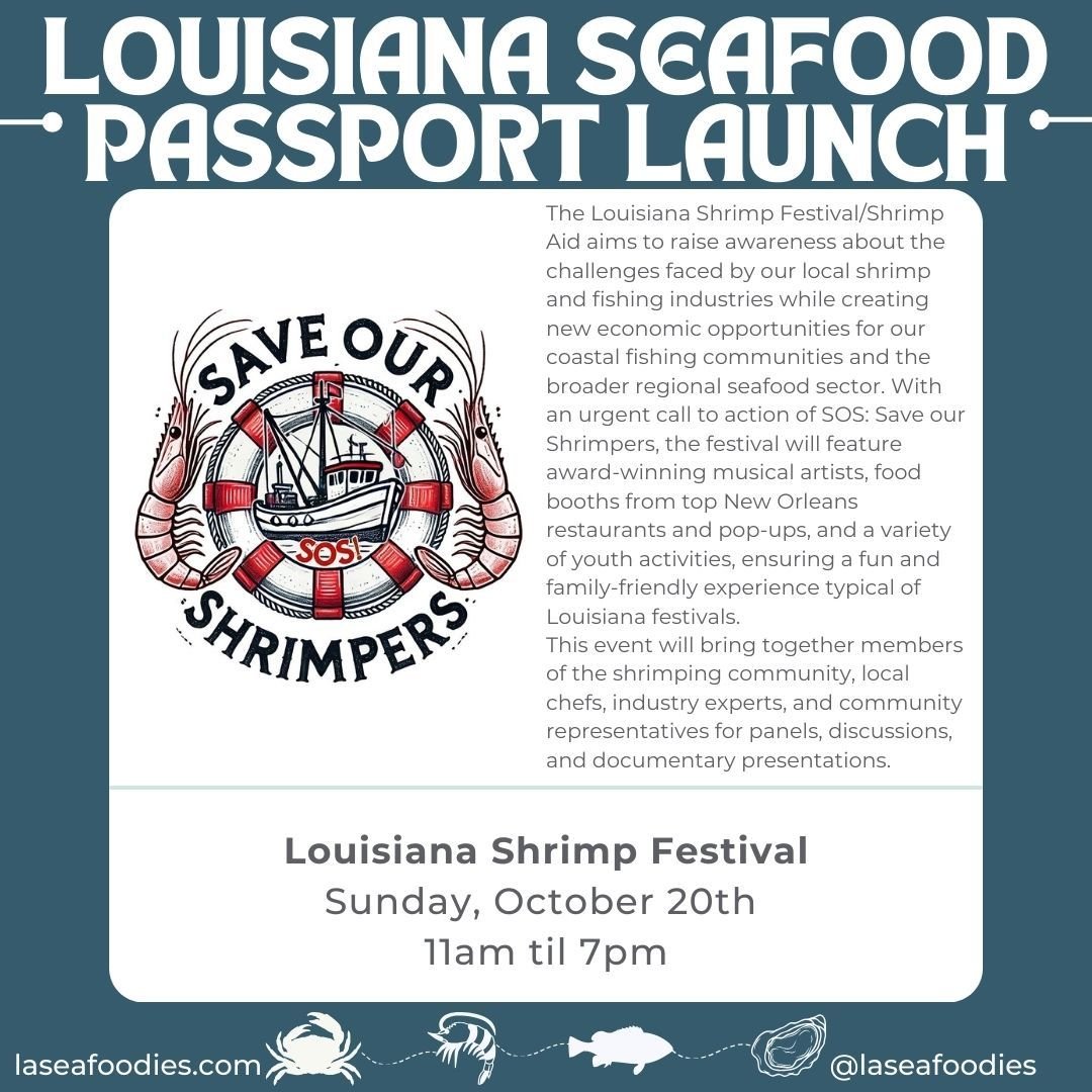🎉🎣 We&rsquo;re thrilled to announce the launch of the Louisiana Seafood Passport at this year's Louisiana Shrimp Festival/Shrimp Aid! 🦐 Join us in raising awareness for our local shrimp and fishing industries, all while creating economic opportuni
