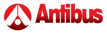 Antibus logo with red text and graphic symbol.