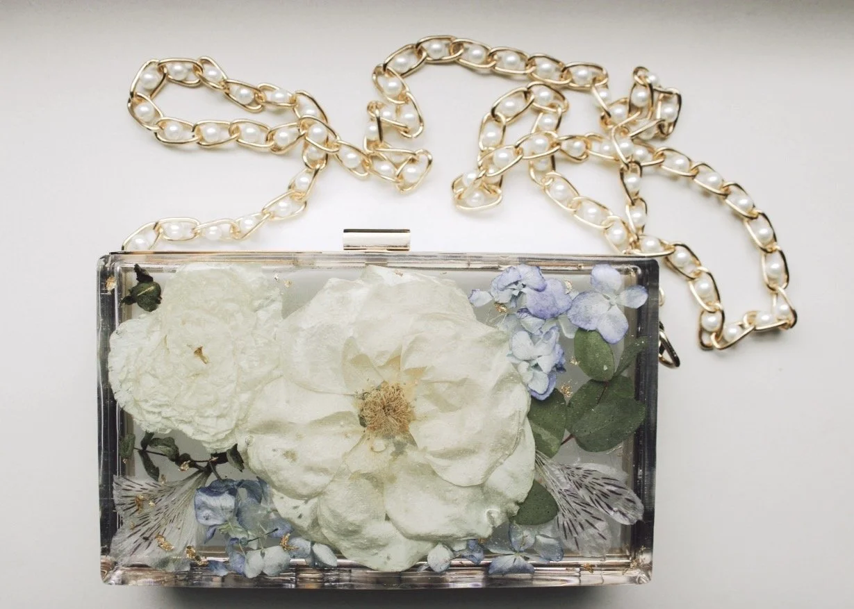 wedding bouquet preserved as a purse